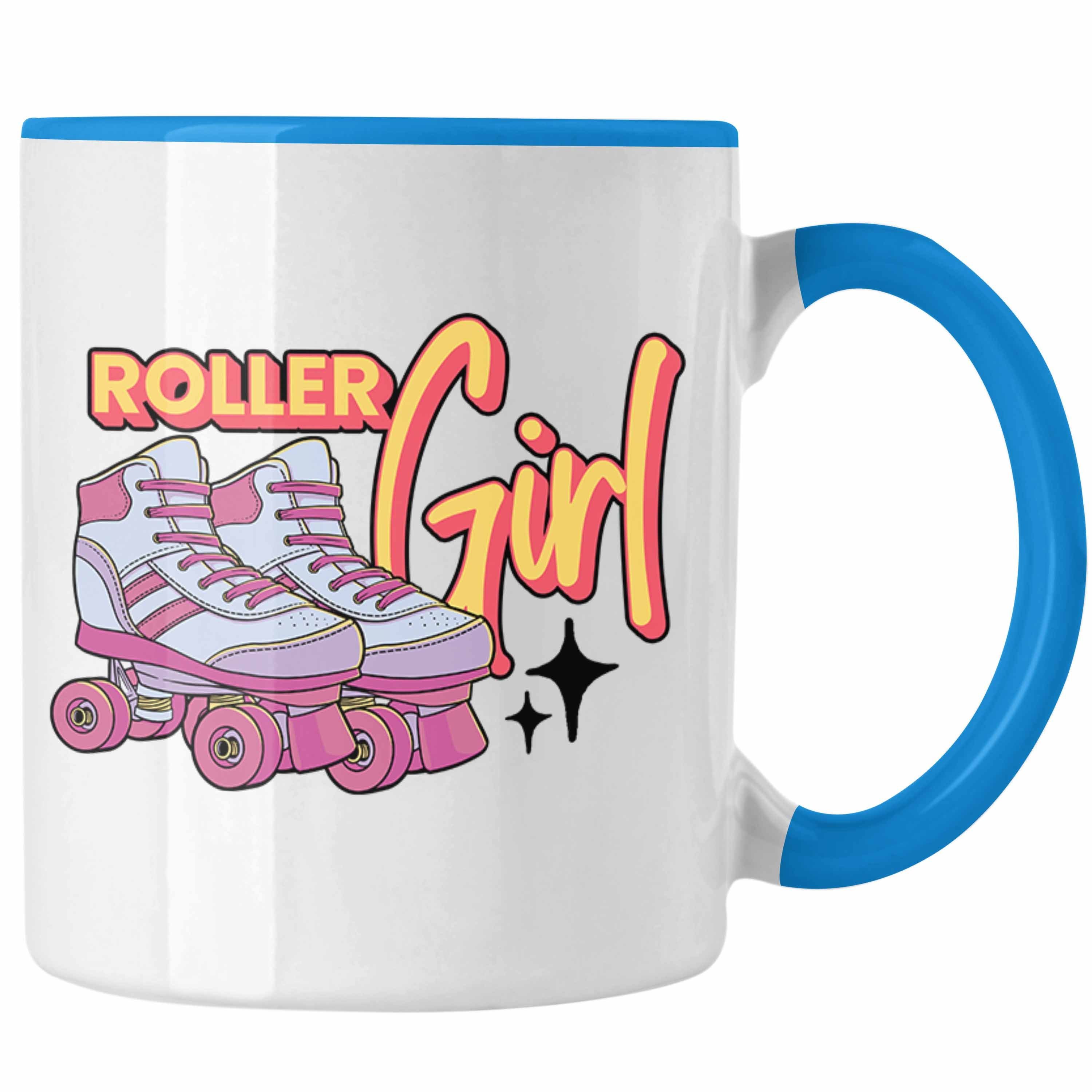 Trendation Tasse Lustige Rollschuh Tasse Geschenk für Roller Girls "Roller Girl" Nostal Blau | Teetassen