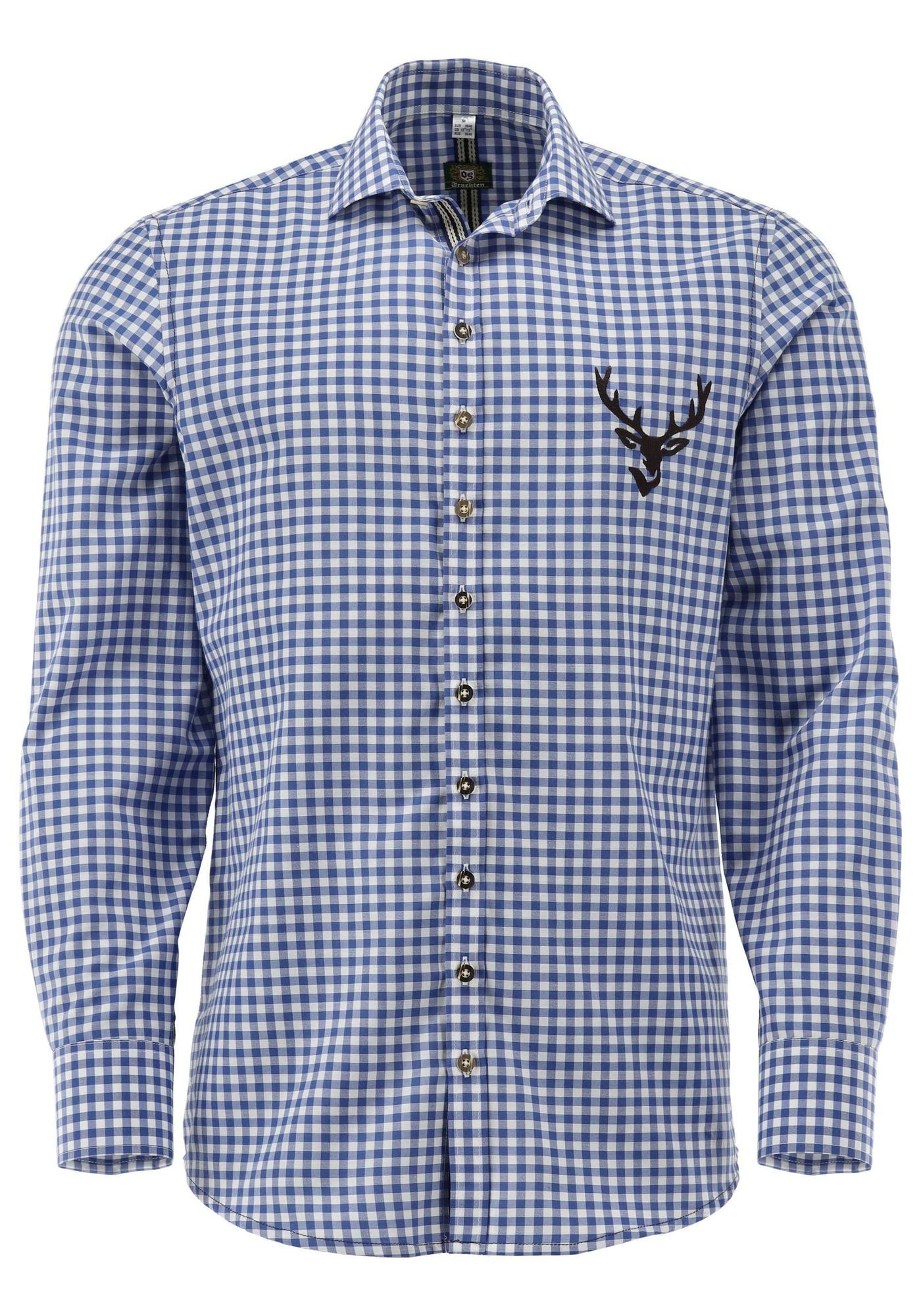OS Trachten Trachtenhemd Lamenta Slim Fit, Haifischkragen, 1/1-Arm, Hirschd günstig online kaufen
