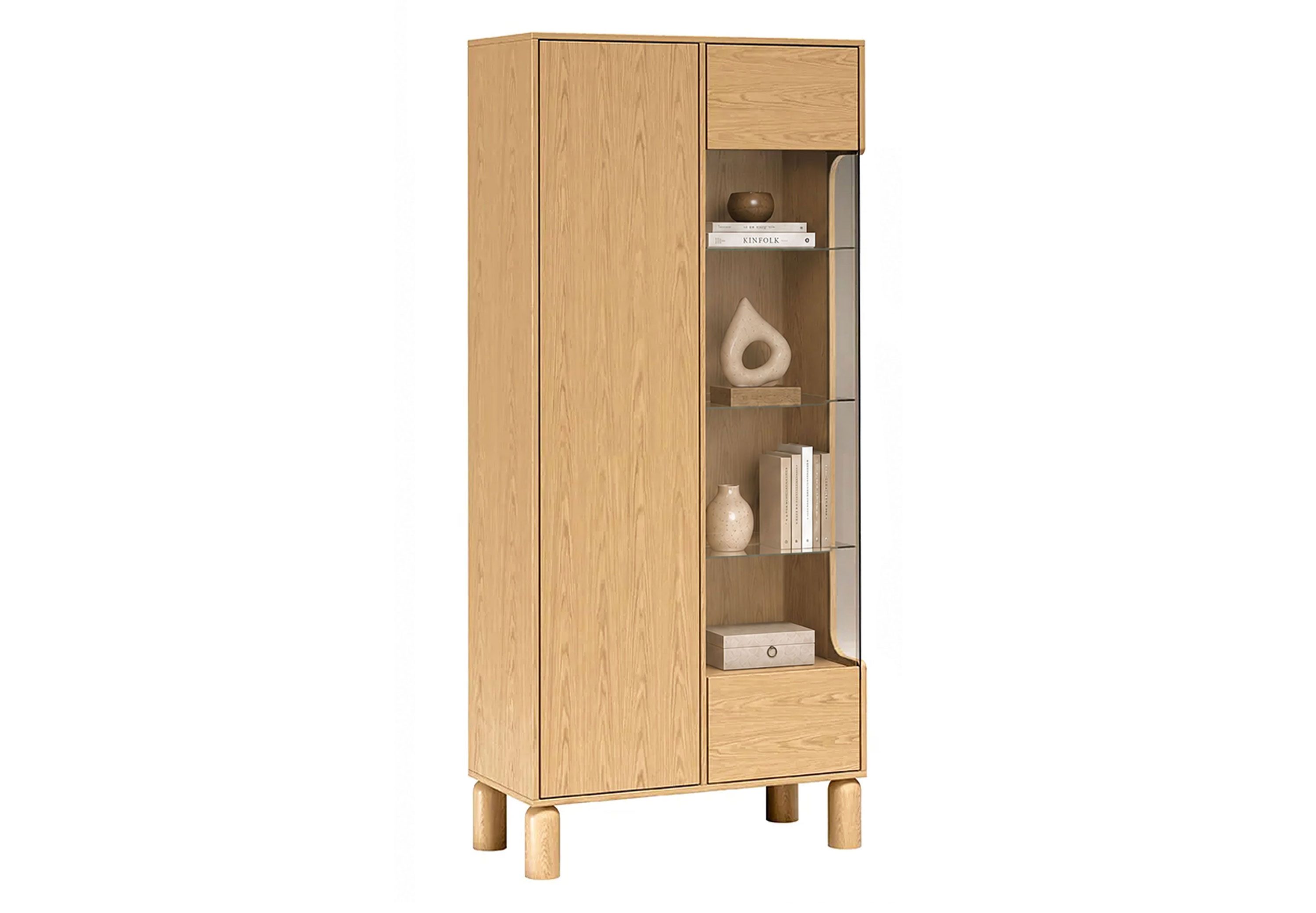 Lookway Standvitrine LINDEN mit Glastür und LED-Beleuchtung