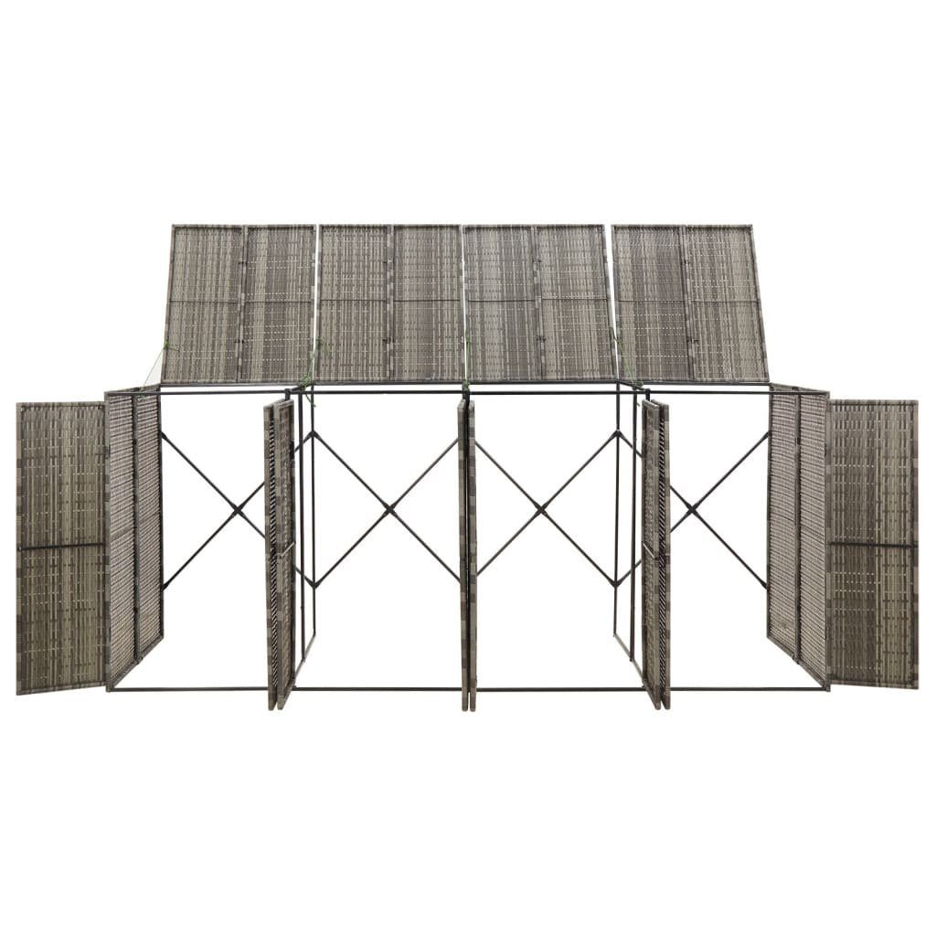 vidaXL Mülltonnenbox 4 Tonnen Mülltonnenverkleidung Mülltonnenbox grau Polyrattan
