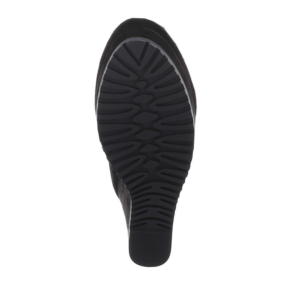 Ital-Design Damen Freizeit Plateaustiefel (87108839) Keilabsatz/Wedge High-Heel Stiefel in Schwarz