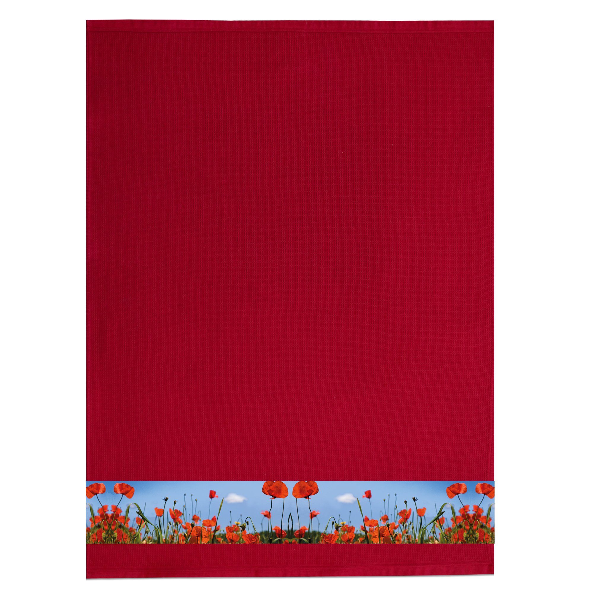 framsohn frottier Geschirrtuch Waffel 50 x 70 cm (1Stk), (1-tlg) Mohnfeld - Rot