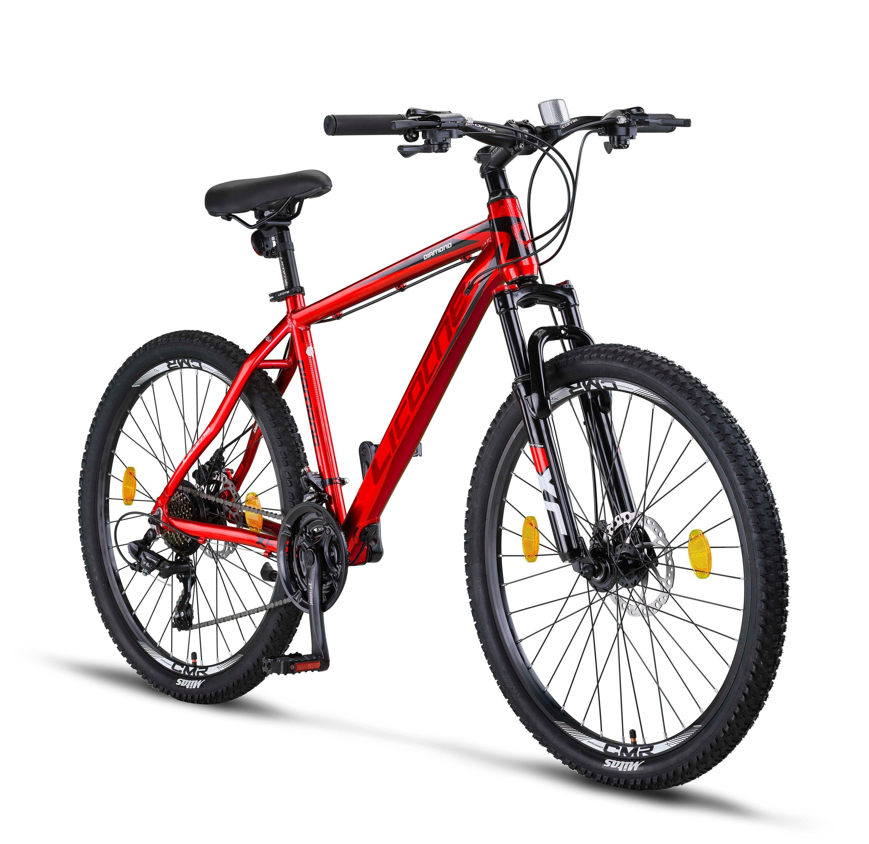 Licorne Bike Mountainbike Licorne Bike und Diamond Mountainbike 21 Rot 27.5 Gang 26, 29 Alu Premium Zoll