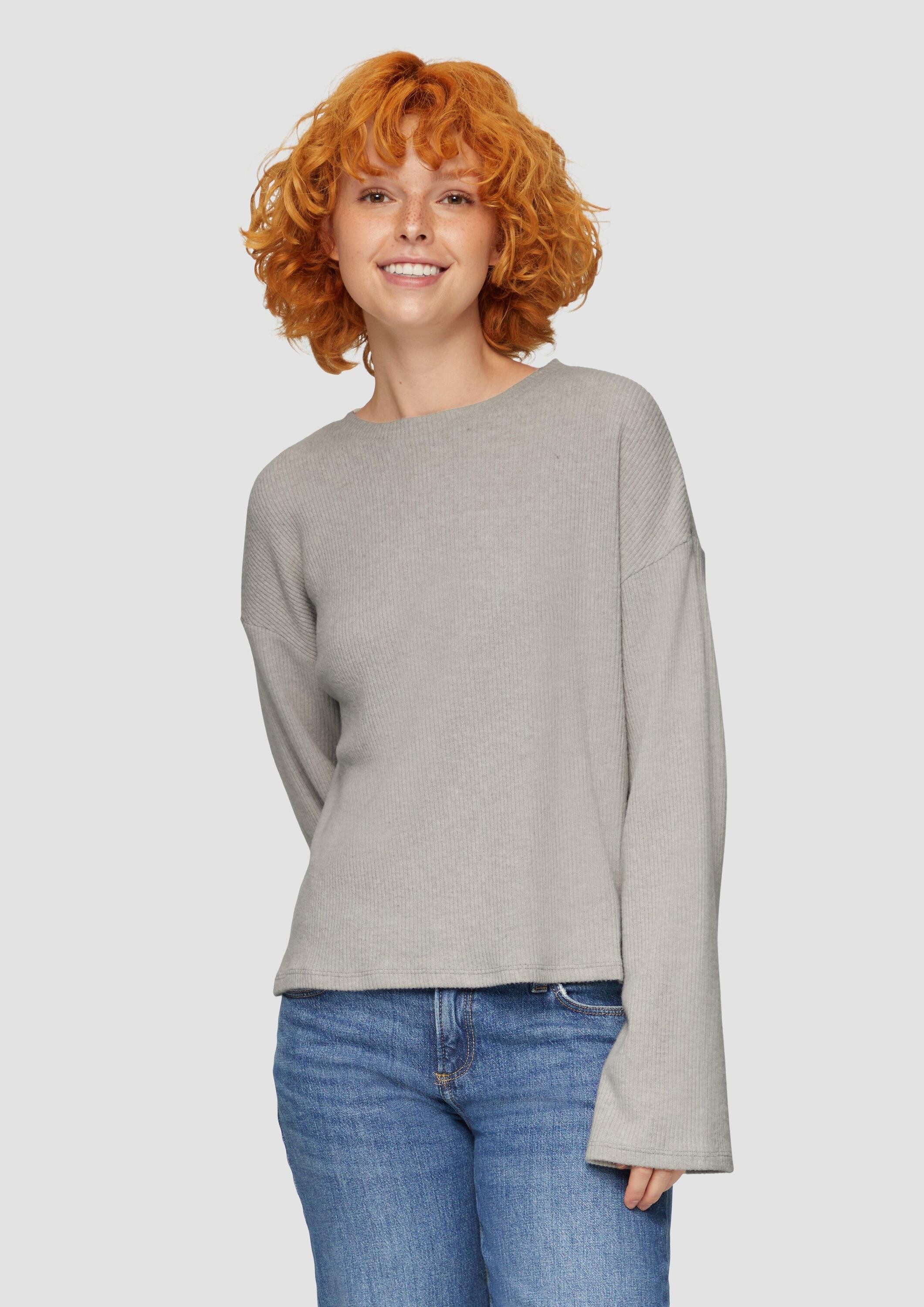 QS Langarmshirt T-Shirt Flauschiges Rippshirt in günstig online kaufen