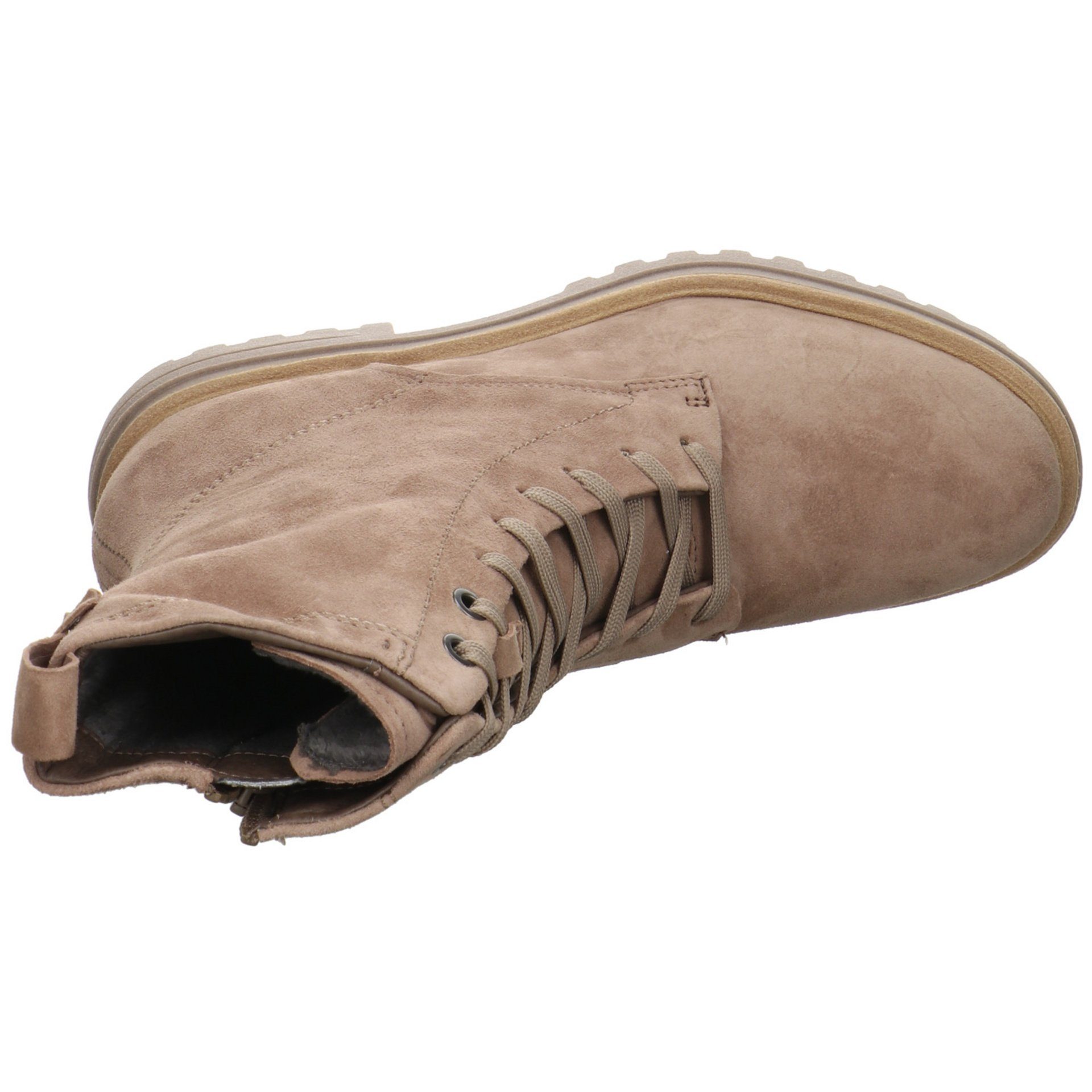 Boots Freizeit Tamaris (TAUPE Damen SUEDE) Schnürstiefelette Stiefeletten Elegant Braun Schuhe Veloursleder