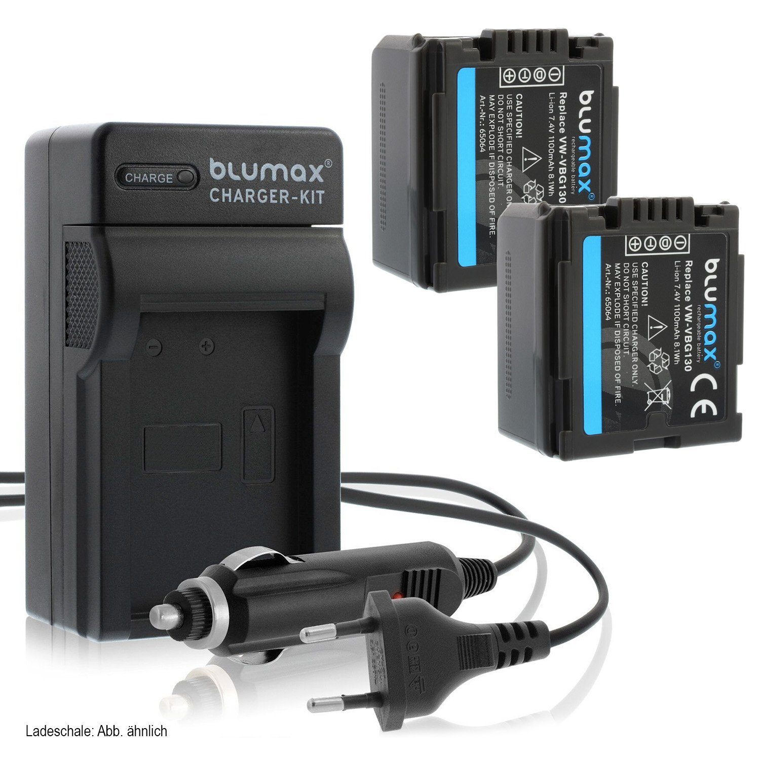 Blumax Set mit Lader für Panasonic VW-VBG130 1100 mAh Kamera-Akku