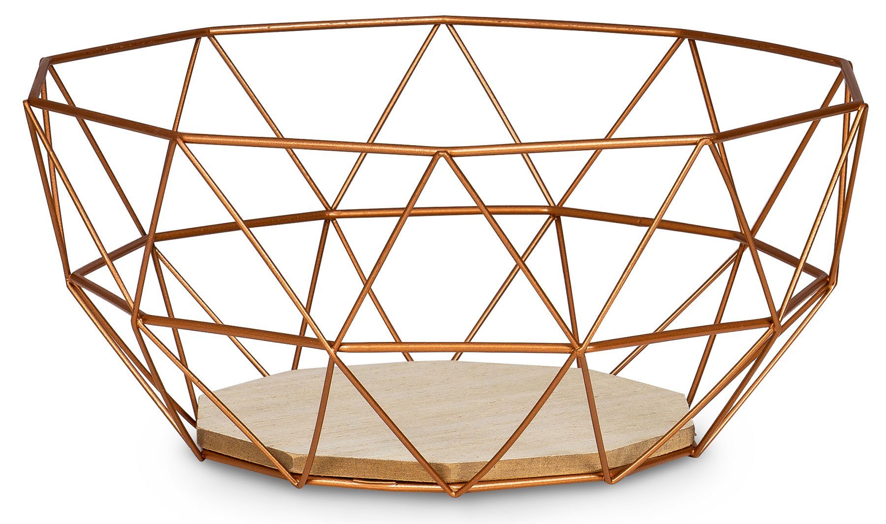 Levandeo® Dekoschale, Korb Metall Kupfer 26x12cm Modern Holz MDF Braun Schü günstig online kaufen