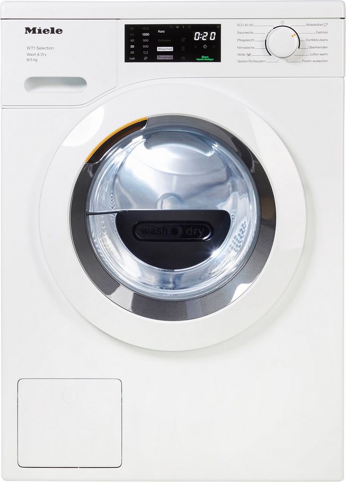 Miele Waschtrockner WTD163 WCS, 8 kg, 5 kg, 1500 U/min, unterbaufähig,  PerfectDry für punktgenaue Trockenergebnisse