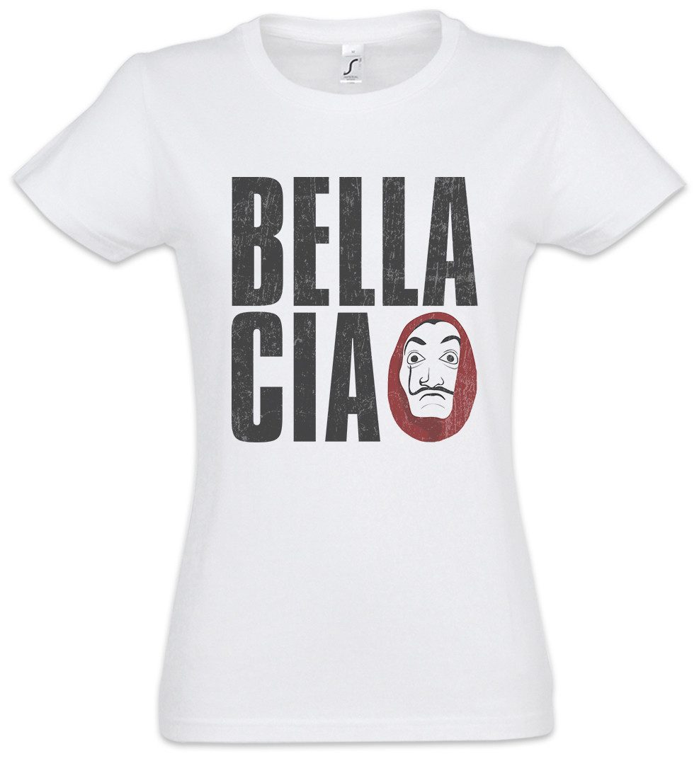 Print-Shirt Bella Ciao II Damen T-Shirt Bank Money Cash Überfall Professor Casa