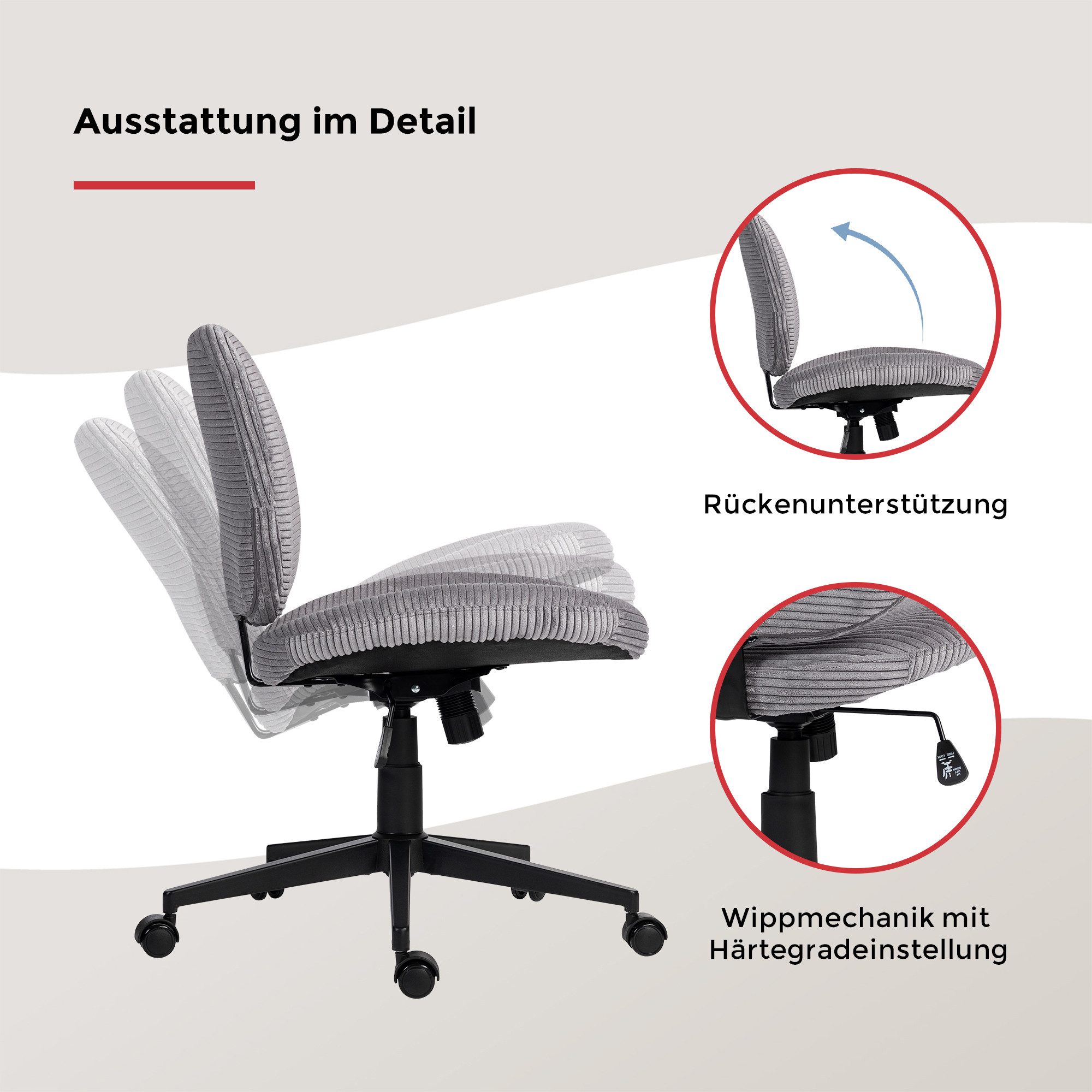 Duo Collection Drehstuhl Tilo (1 St), Sitzhöhenverstellung, Wippmechanik, Sicherheitsdoppelrollen
