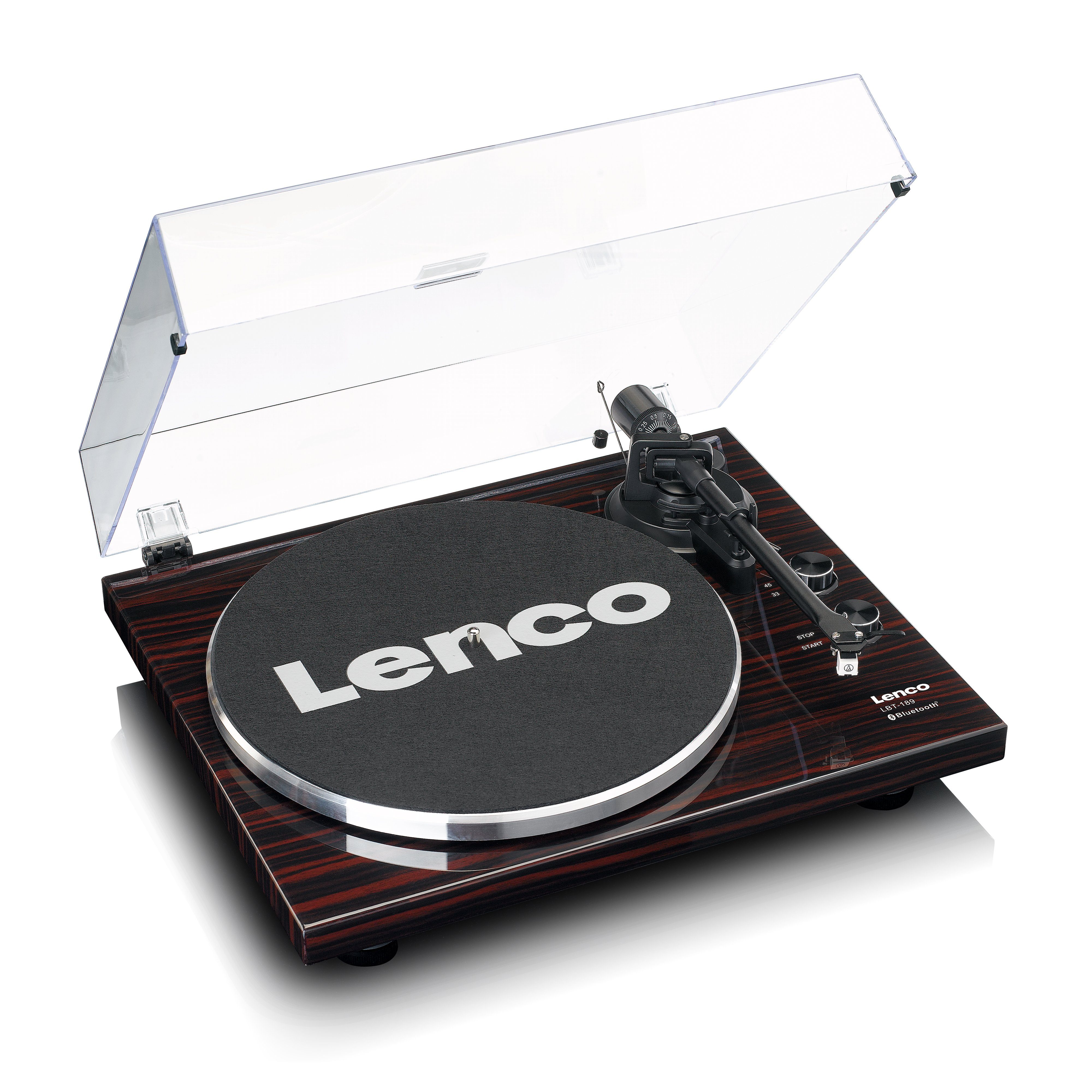 Lenco LBT-189WA Plattenspieler (Riemenantrieb, Bluetooth, Bluetooth®/Cinch Anschluss, USB-Transfer & 33 45 U/min in Walnuss)