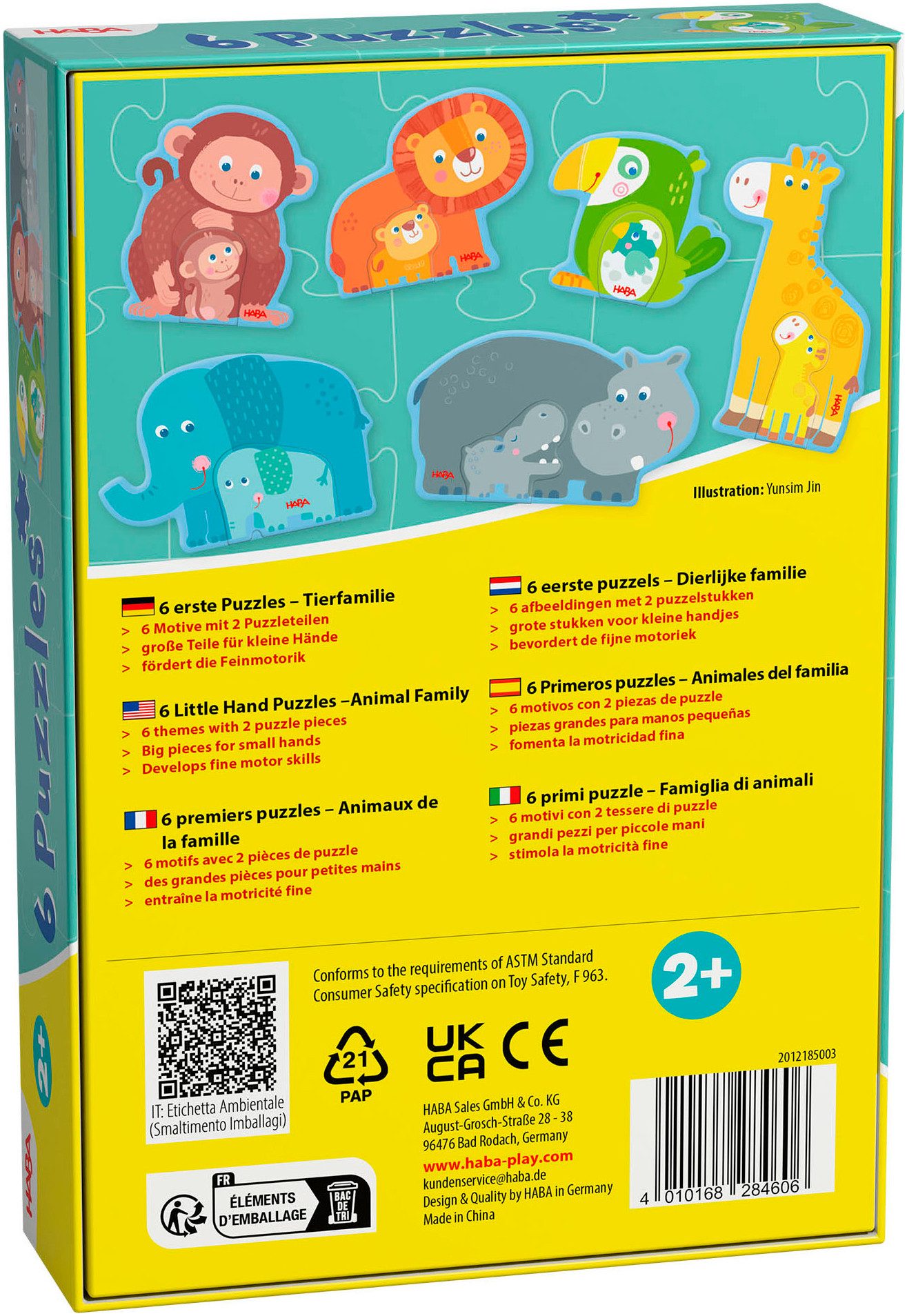 Haba Puzzle 6 erste Puzzles Tierfamilie, 12 Puzzleteile günstig online kaufen