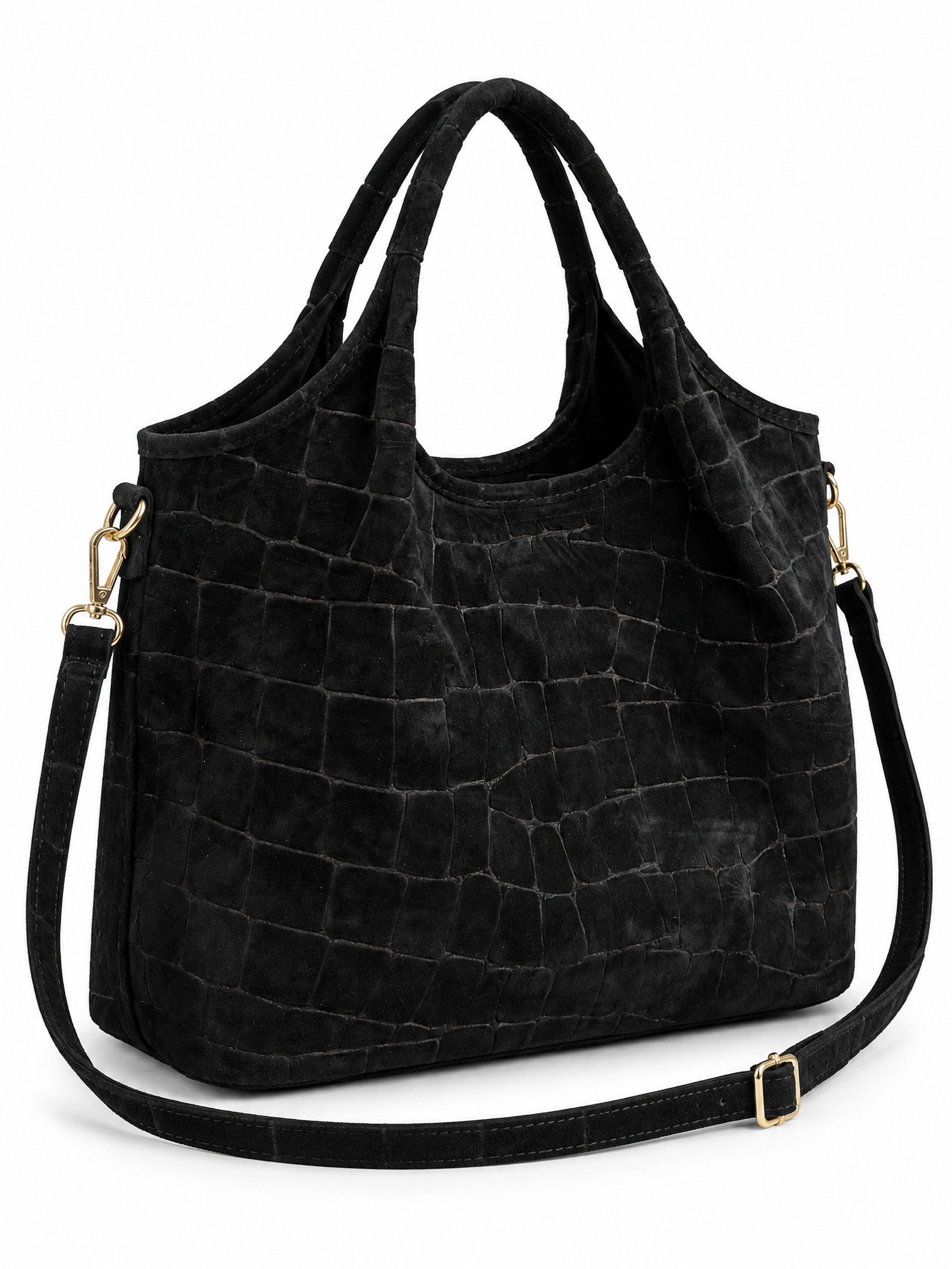 COLLEZIONE ALESSANDRO Henkeltasche Lucca, aus Kroko-Velour, Made in Italy