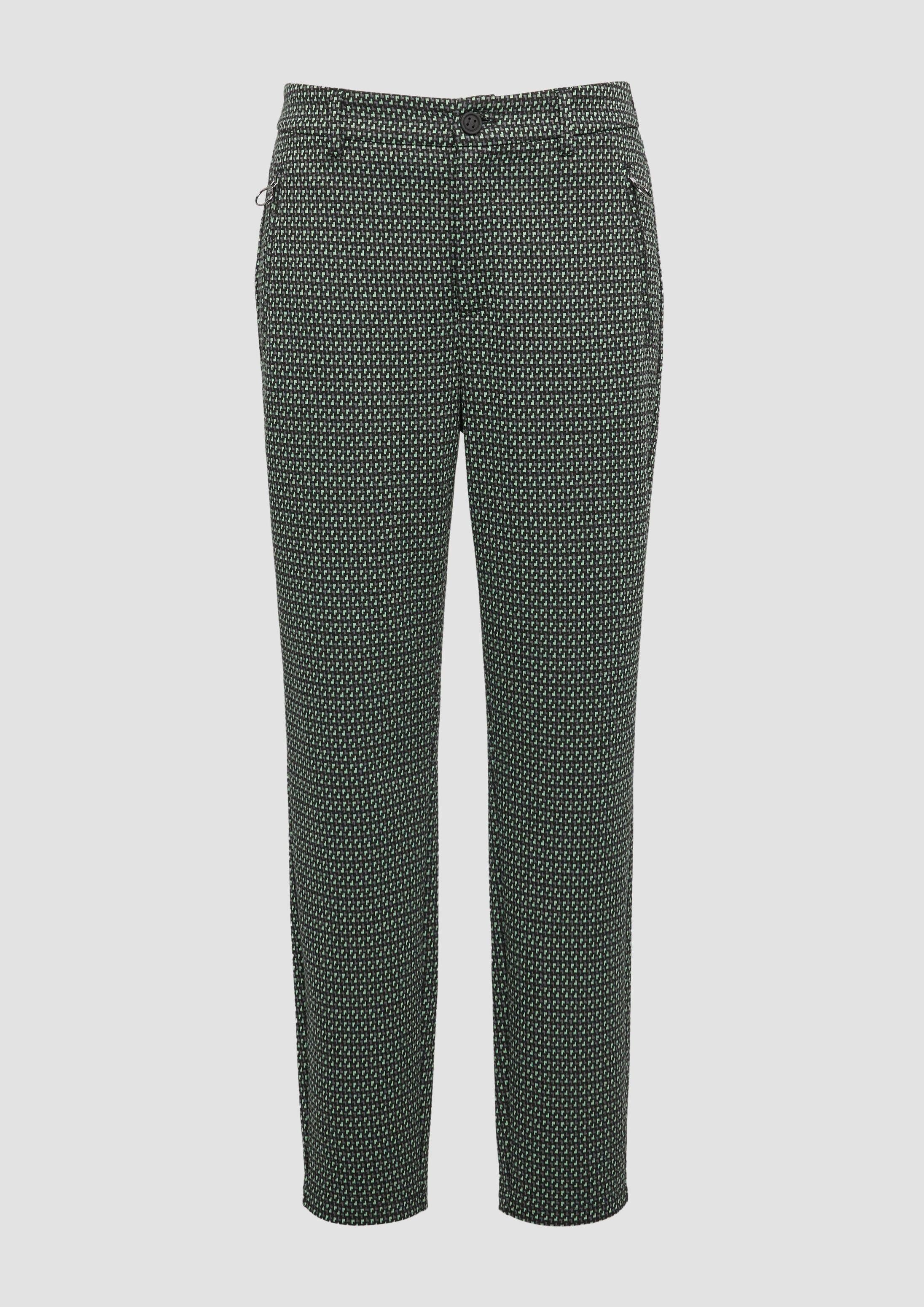 s.Oliver 7/8-Hose Hose Gemusterte Stoffhose mit elastischem Bund