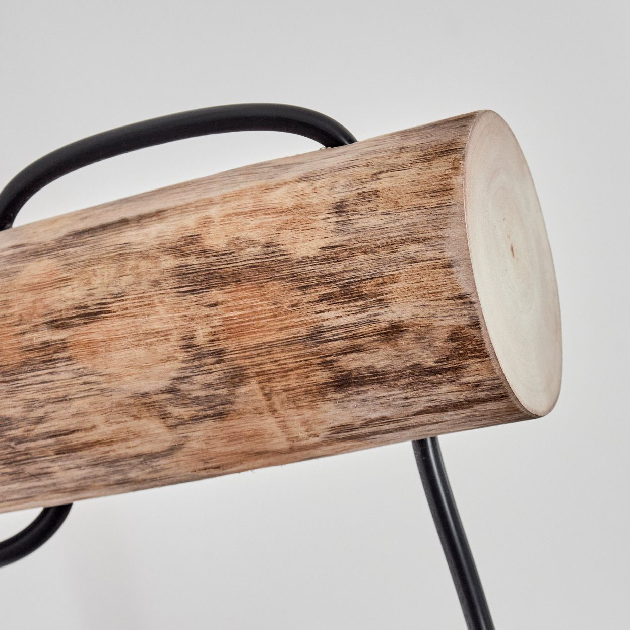 hofstein Wandleuchte Wandlampe aus Metall/Holz/Glas in Schwarz/Natur/Chrom/Klar, ohne Leuchtmittel, Leuchte mit Glasschirm, An/-Auschalter, 1xE27, ohne Leuchtmittel