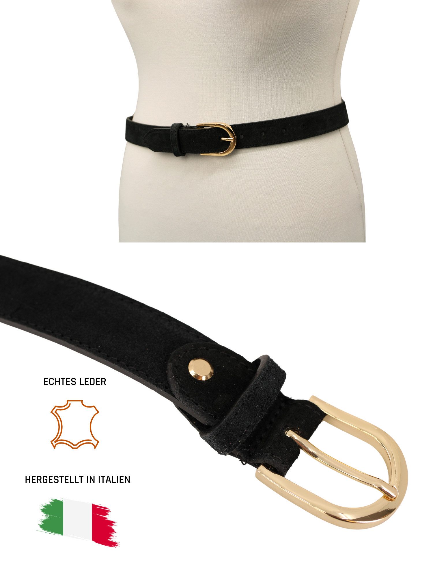 Adel Bags Ledergürtel Damen Gürtel, 3 cm Breit, verschiedene Farben,Hergestellt in Italien – Bild 2 von 3
