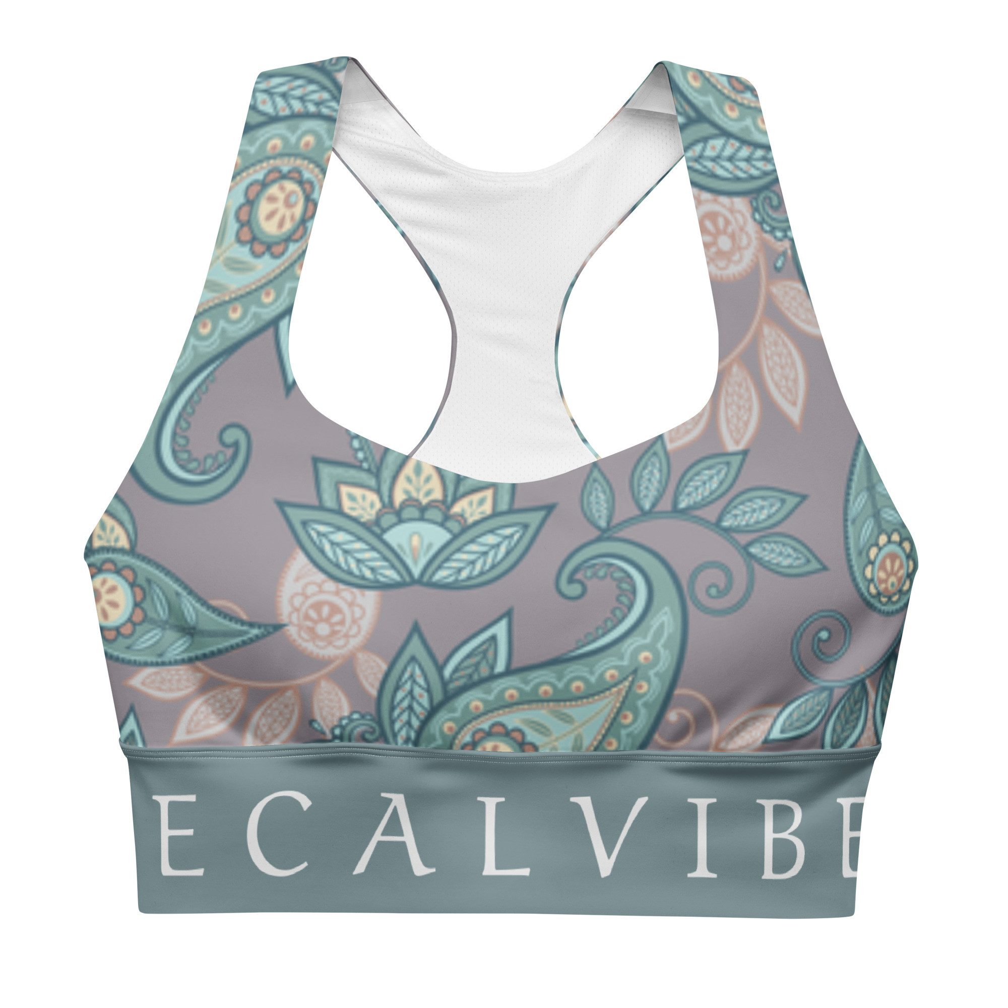 DECALVIBES Sport-BH Longline Sports Bra Vintage Leaves Longline Design, starker Halt, herausnehmbare Pads, atmungsaktiv