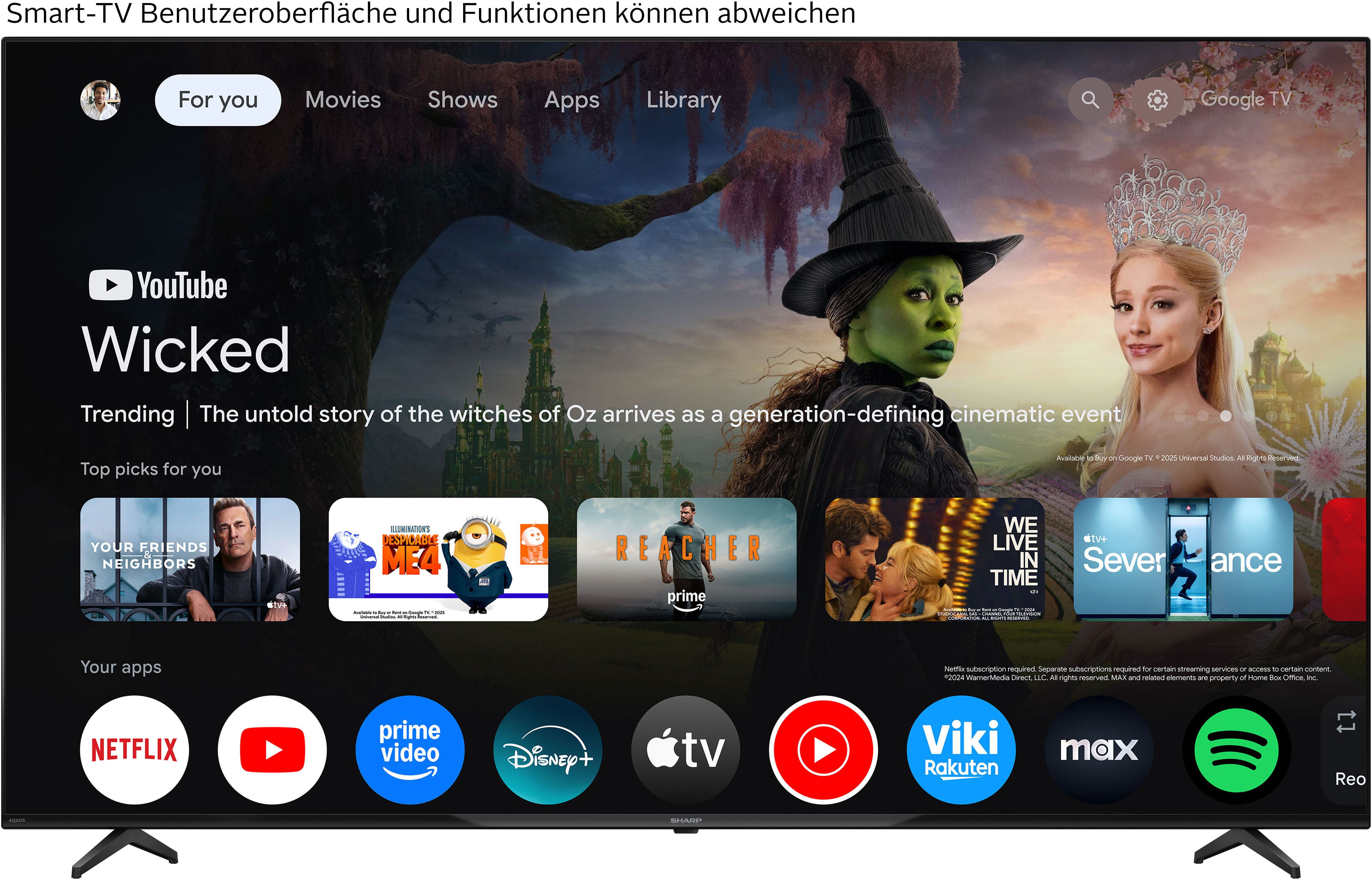 Sharp 4T-C70HLx LED-Fernseher (177 cm/70 Zoll, 4K Ultra HD, Smart-TV, Google TV)