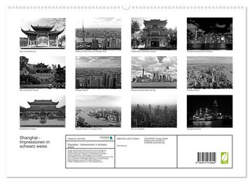 CALVENDO Wandkalender Shanghai - Impressionen in schwarz weiss (Premium, hochwertiger DIN A2 Wandkalender 2023, Kunstdruck in Hochglanz)