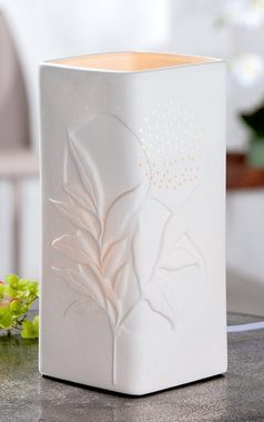 GILDE Tischleuchte GILDE Lampe Blätter - weiß - H. 28cm x B. 13cm