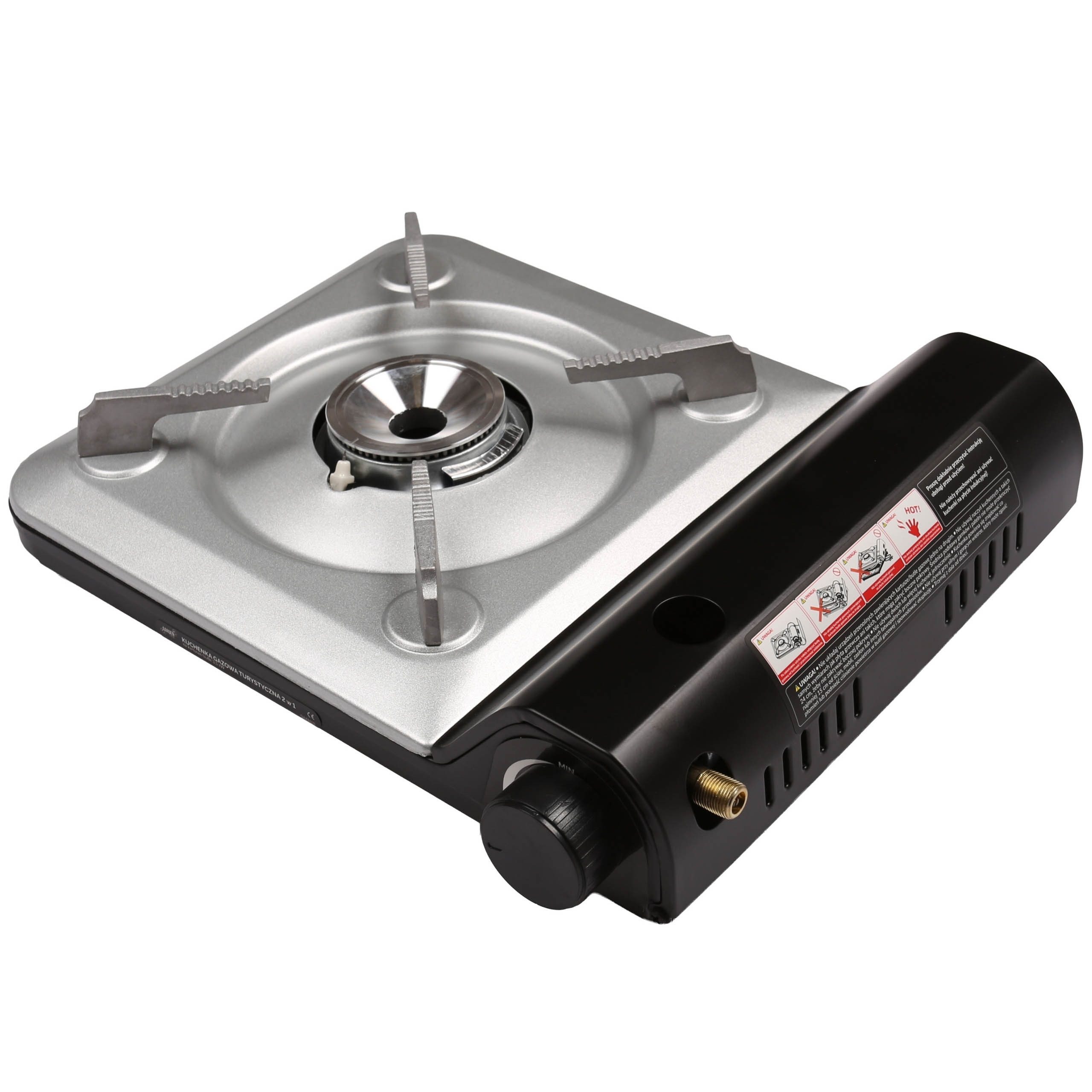 Sarcia.eu Taschenkocher 2in1 Gaskocher für Kartuschen und Gasflaschen, 3,5 kW mit Koffer
