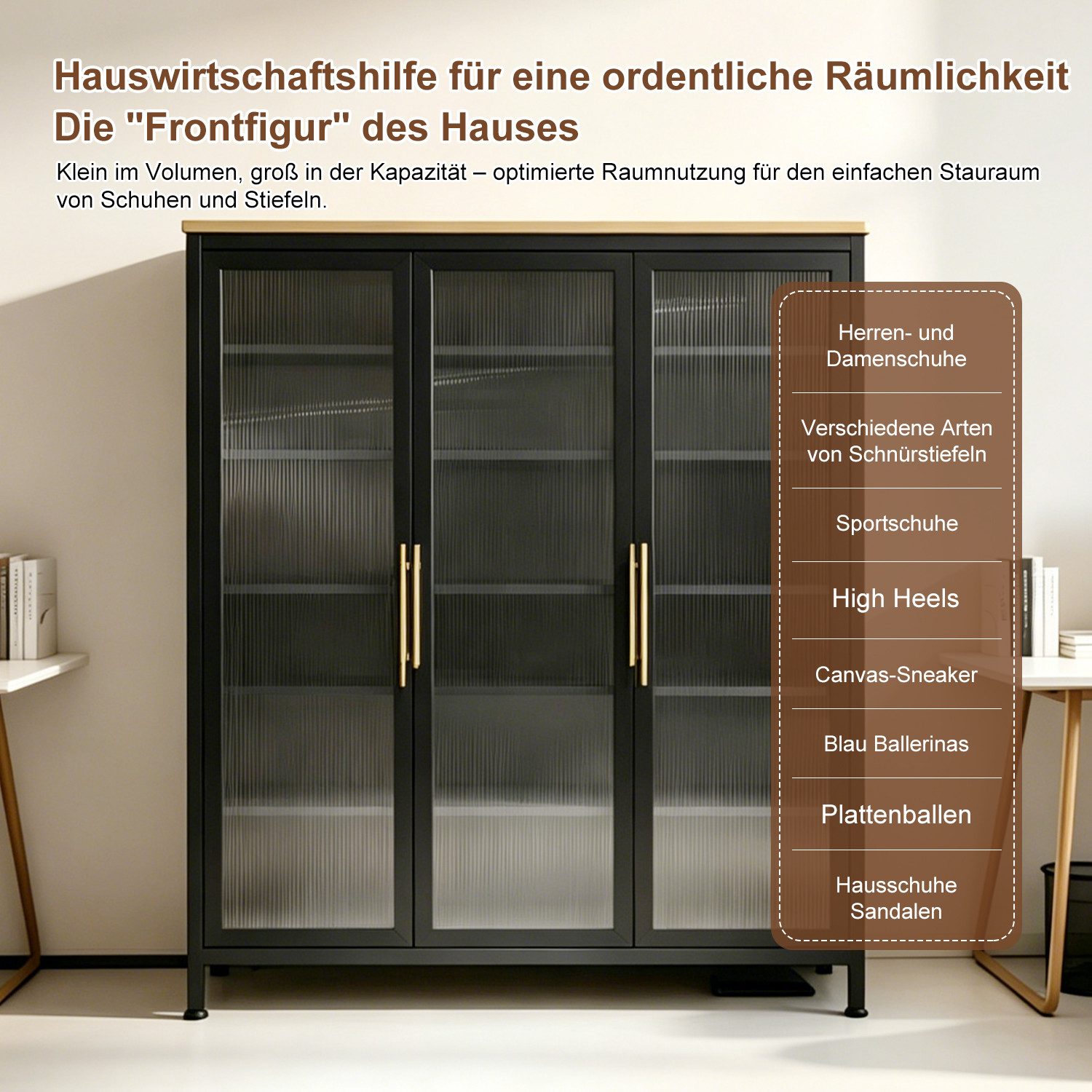 FOXSPORT Schuhschrank 7 Ebenen, mit verstellbaren Ablagen, 2- oder 3-türig (im Flur Diele, 32 cm tief) Schuhkommode mit Türen, Vitrinenschrank, Regalschrank