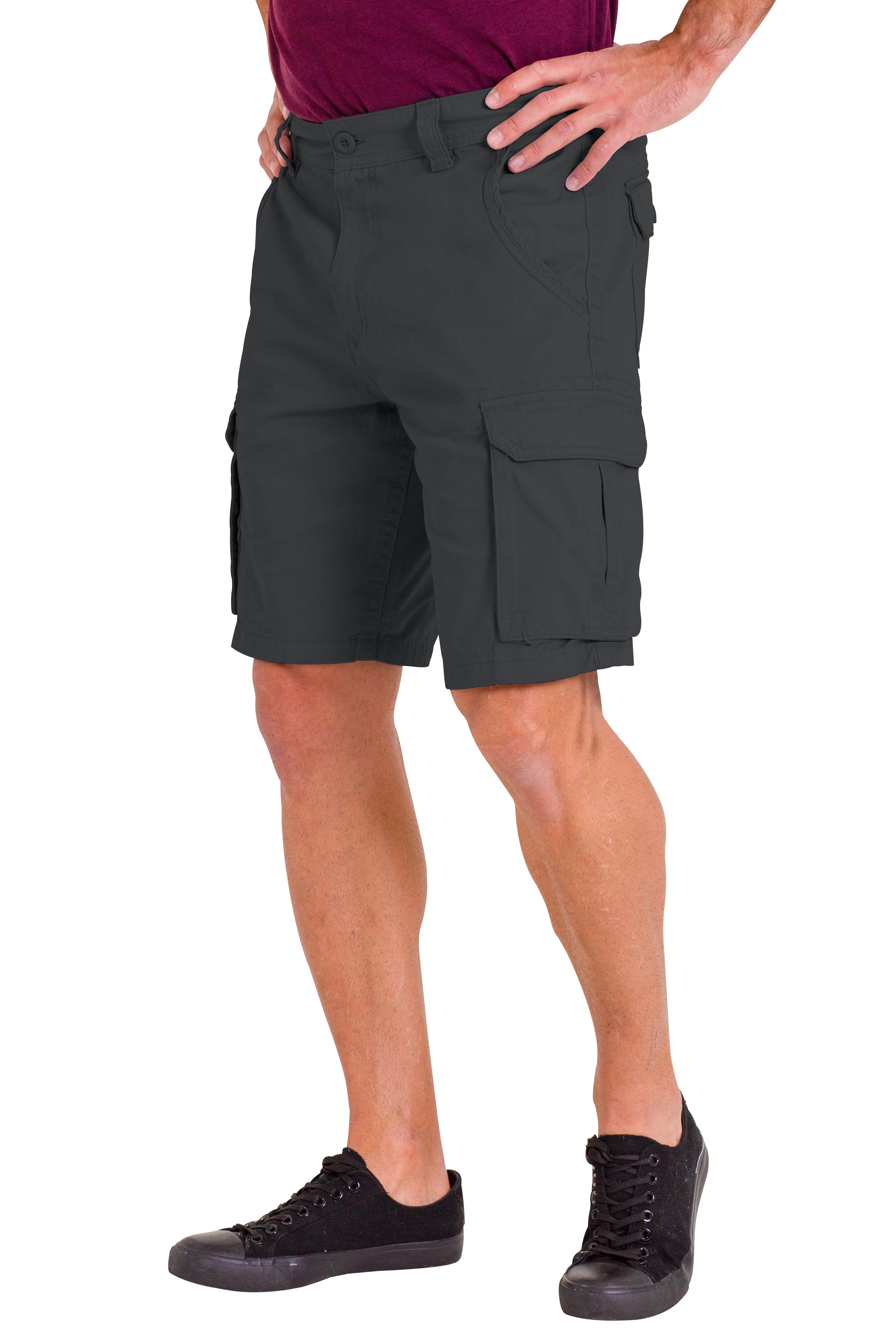 Herren Cargoshorts Premium BlauerHafen 6 Shorts Taschen Cargo Sommer Baumwolle 100% Dunkelgrau Halbhose