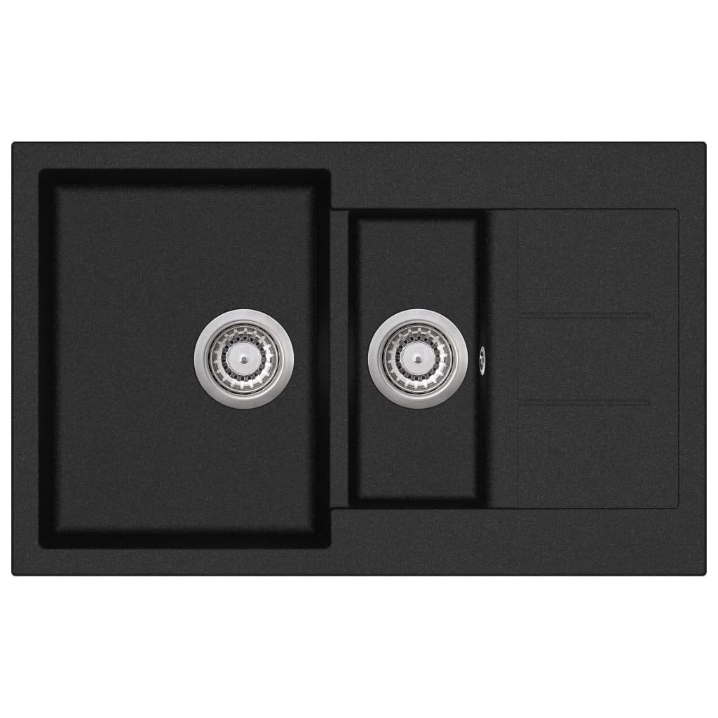 Küchenspüle NA Küche Spülbecken Granitspüle Doppelbecken Schwarz