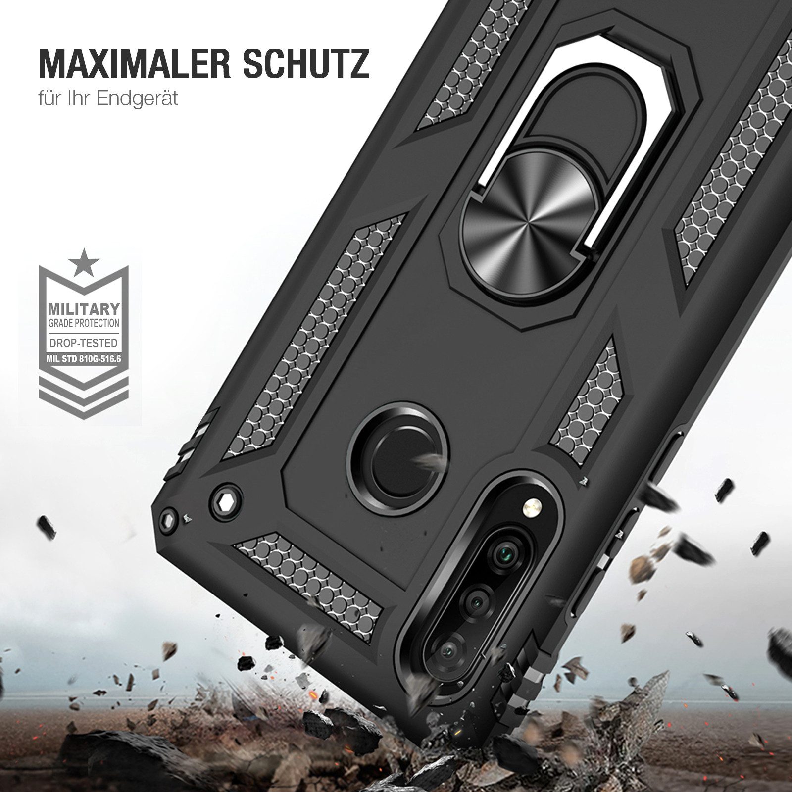 Tec-Expert Handyhülle Outdoor Cover Hülle für Huawei P30 Lite 6.15 Zoll, 6.15, Premium Hülle aus verstärktem Polycarbonat