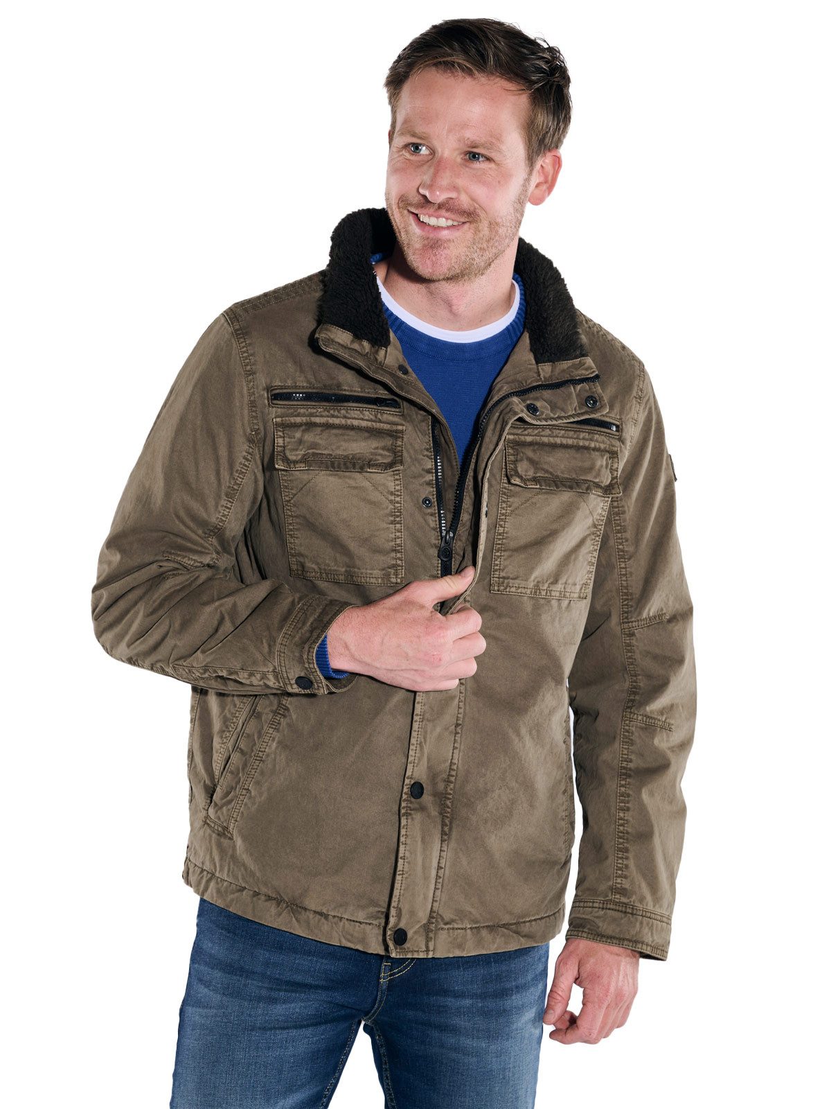 Engbers Kurzjacke engbers Herren Baumwoll-Jacke regular, Hellbraun günstig online kaufen
