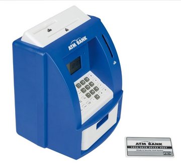 Idena Spardose 50020 Geldautomat mit Sound, 21,8 x 16 x 14,5 cm, mit Alarmfunktion und Kalkulatorfunktion, Münzzähler, Sparschwein, Zählwerk, Sparbüchse, Blau