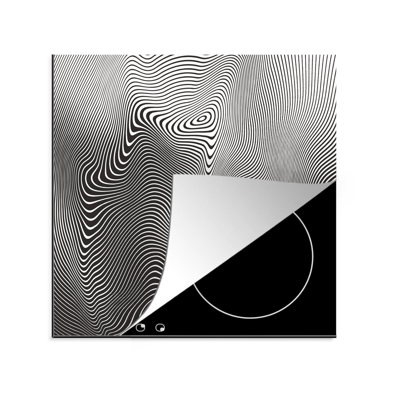 abstrakte Kreise, küche MuchoWow für Täuschung 78x78 Vinyl, Herdblende-/Abdeckplatte (1 Optische tlg), cm, Ceranfeldabdeckung, Arbeitsplatte