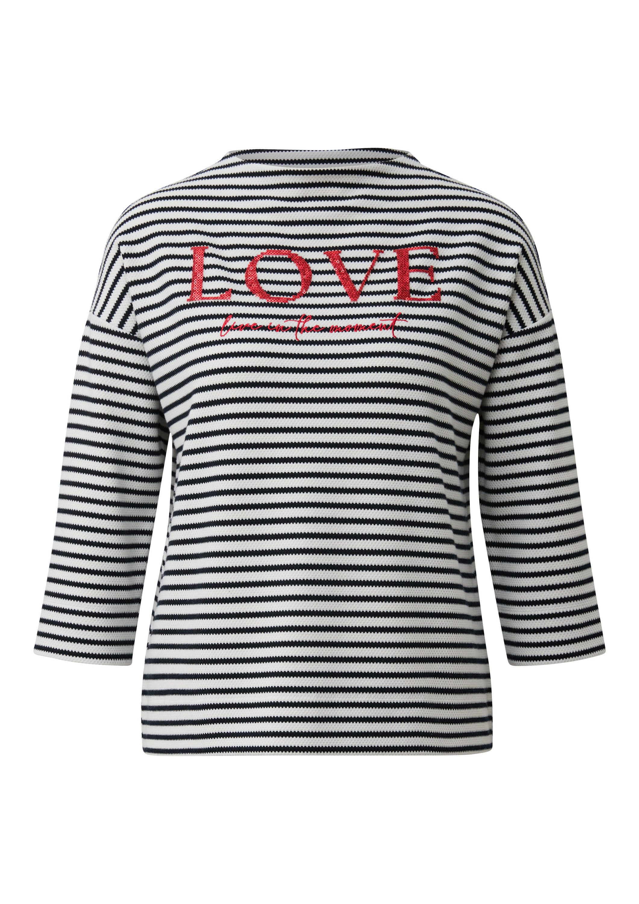s.Oliver 3/4 Arm-Pullover Sweatshirt Strukturiertes Sweatshirt mit 3/4-Ärmeln und Artwork