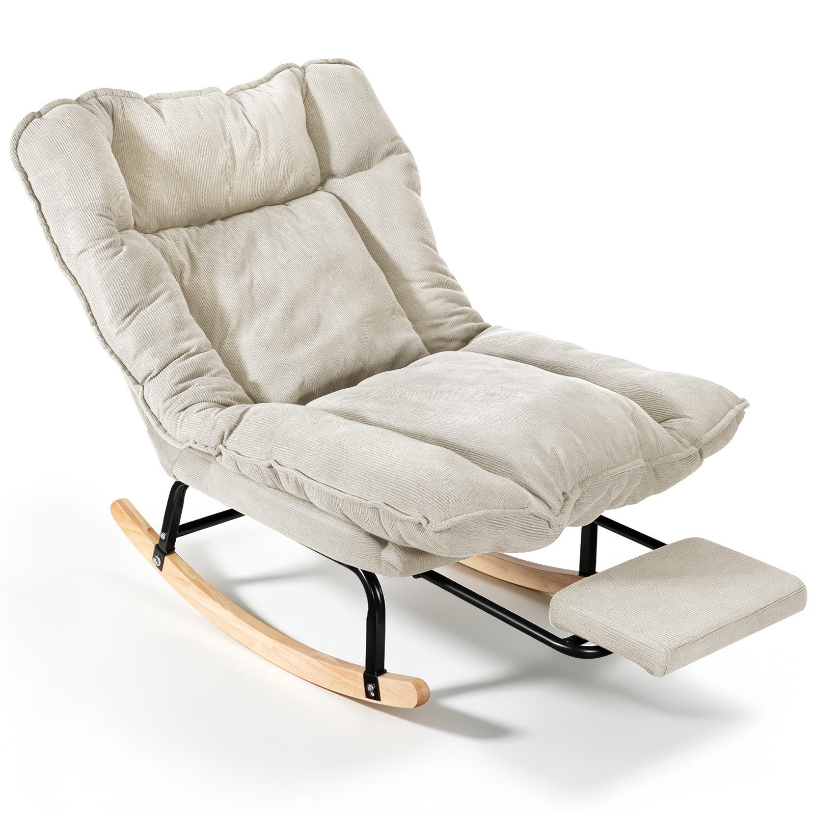 BlingBin Schaukelstuhl mit Fußstütze, verstellbar Rückenlehne, Schaukelsessel, Relaxsessel (Lesesessel, 1 St), Relaxstuhl, Gepolsterter sessel, Cord, bis 120 kg