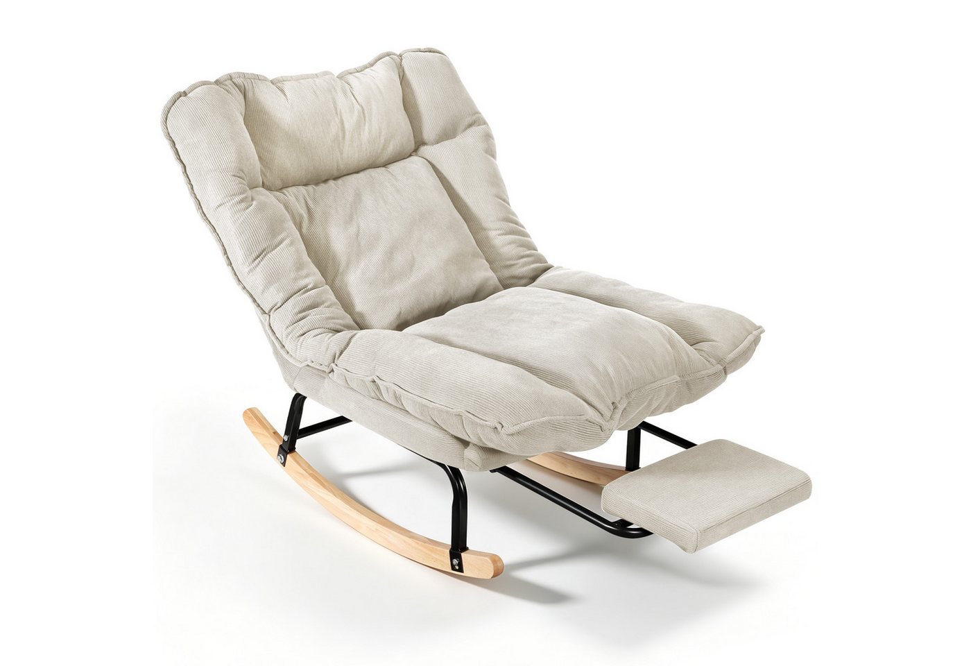 BlingBin Schaukelstuhl mit Fußstütze, verstellbar Rückenlehne, Schaukelsessel, Relaxsessel (Lesesessel, 1 St), Relaxstuhl, Gepolsterter sessel, Cord, bis 120 kg