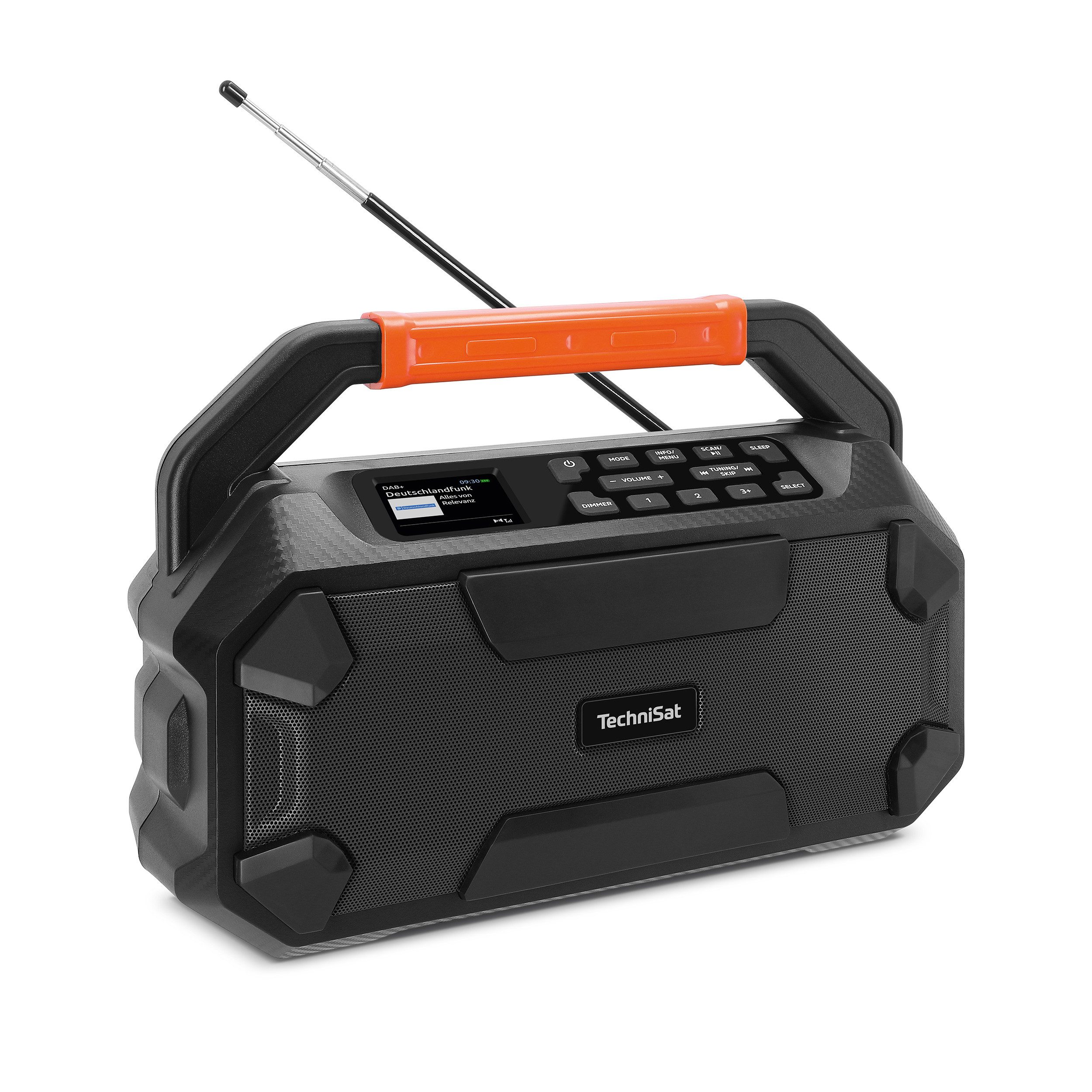 TechniSat DIGITRADIO 231 OD Baustellenradio (Digitalradio (DAB), FM-Tuner mit RDS, 30 W, IPX4, 18V Zusatzakku möglich, bis zu 8 Stunden mit integriertem Akku)