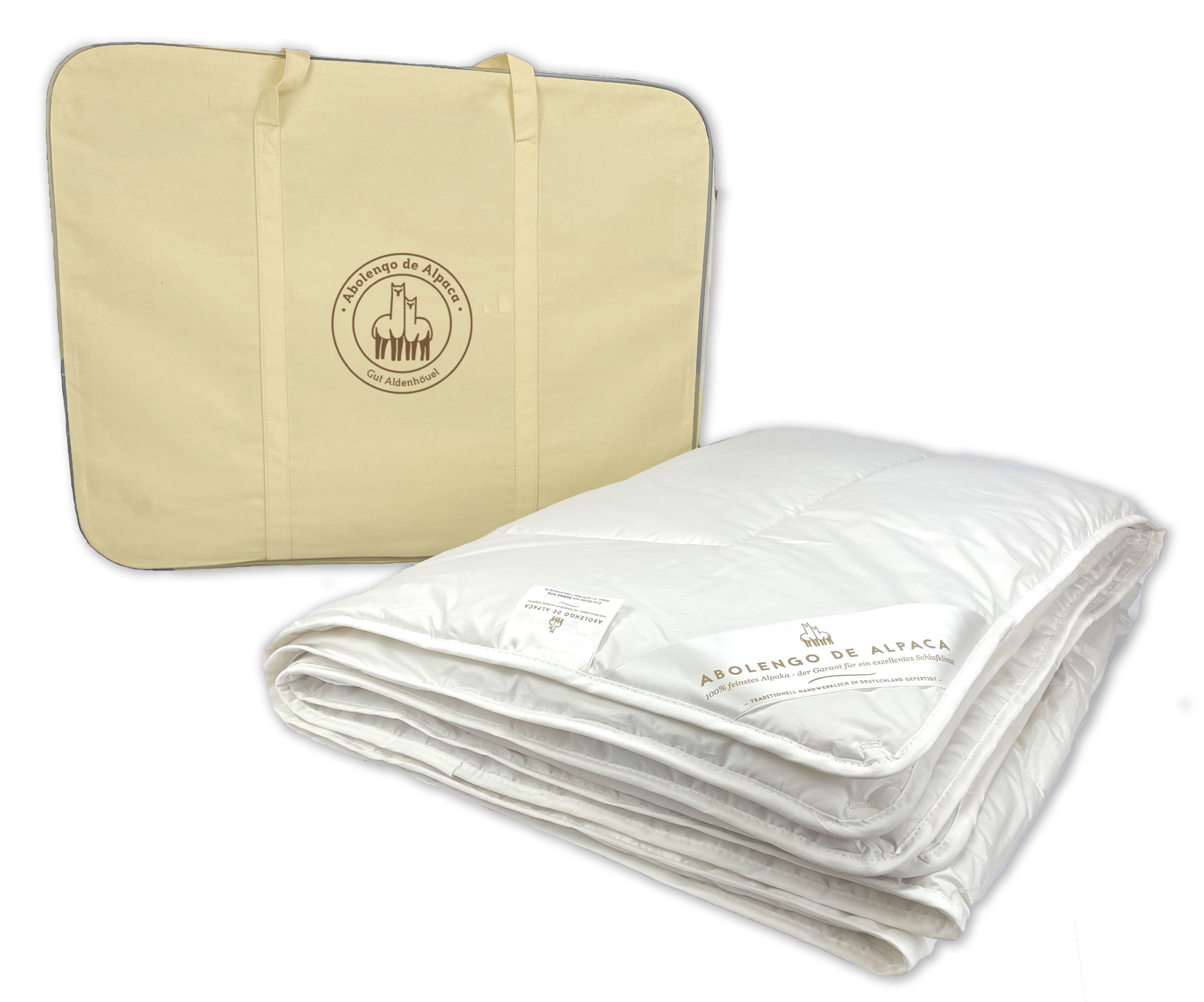 Abolengo de Alpaca Naturhaarbettdecke Alpaka Bettdecke 100% Baby Alpaka, Füllung: 485g Baby Alpaka, Bezug: 200er Baumwollbatist, Hergestellt in Deutschland