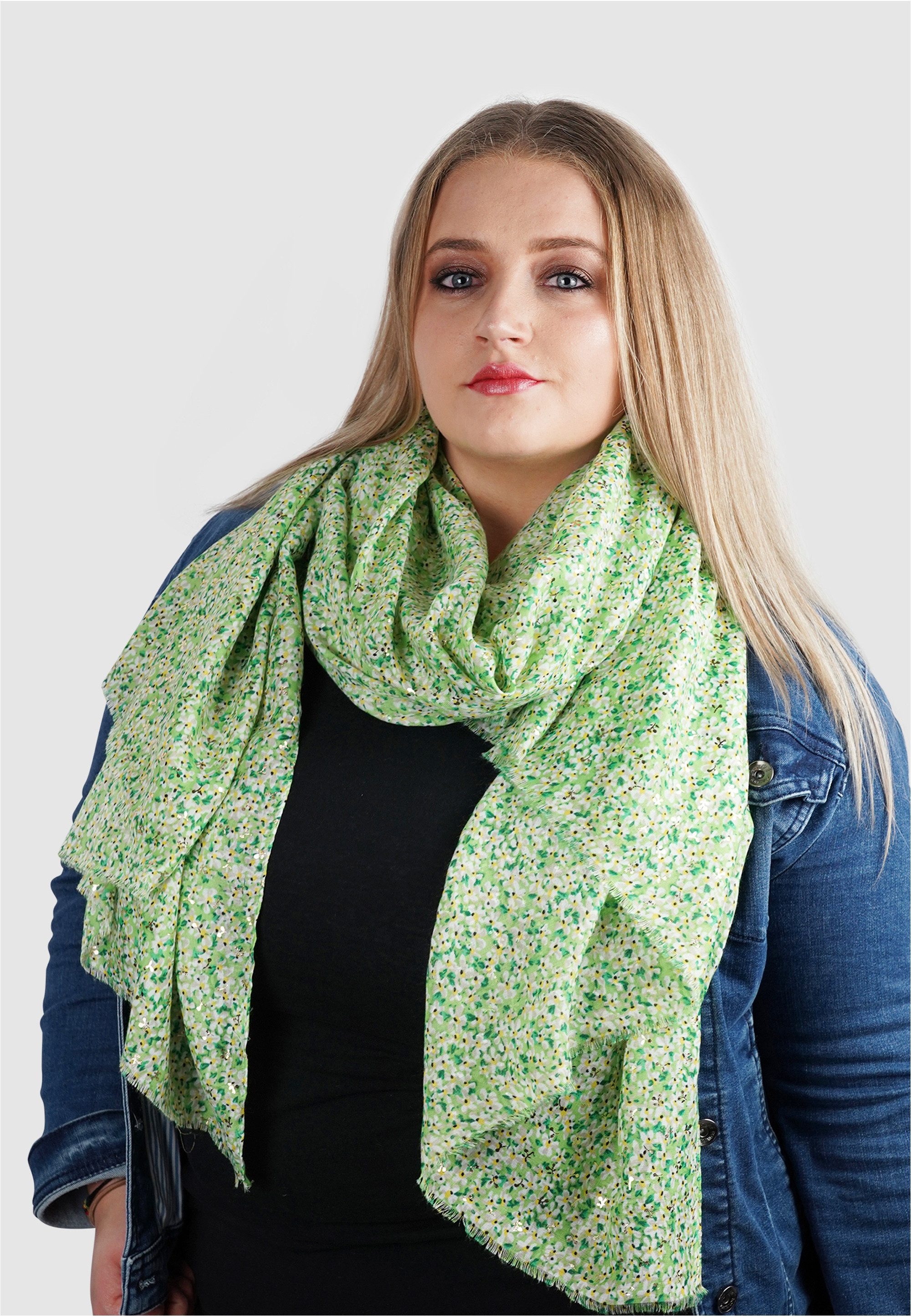 Harpa Modeschal PEPPER, mit floralem Allover-Print und Metallic-Effekt