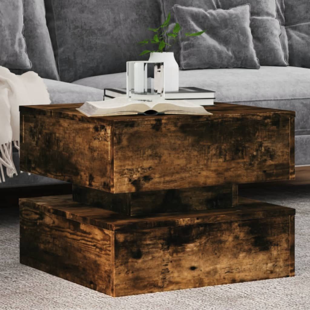 vidaXL Ablagetisch, Couchtisch mit LED-Leuchten Räuchereiche günstig online kaufen