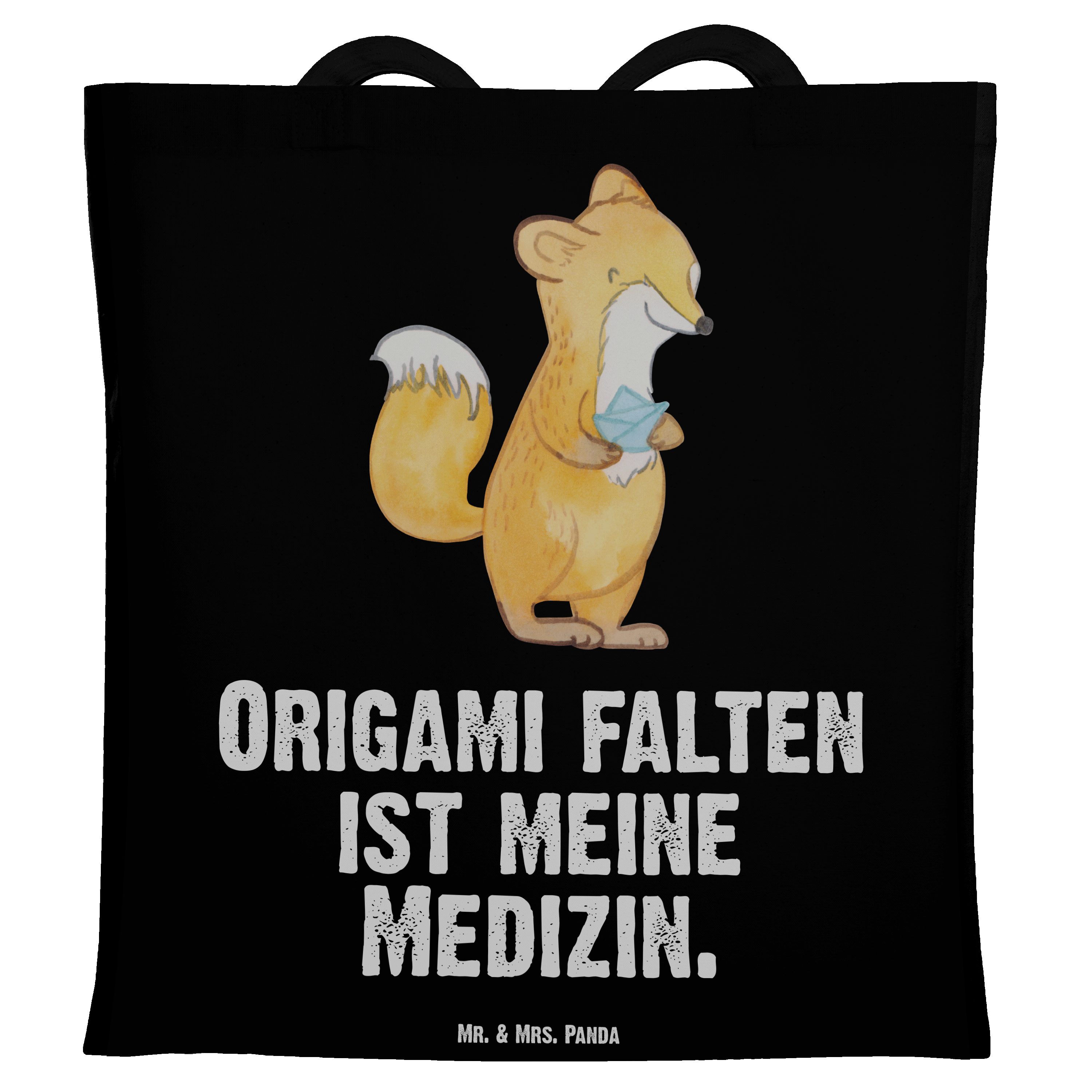 Fuchs Mrs. (1-tlg) Mr. Geschenk, - Panda Schwarz & Medizin - Origami Beuteltasche, Tragetasche DIY, Beutel