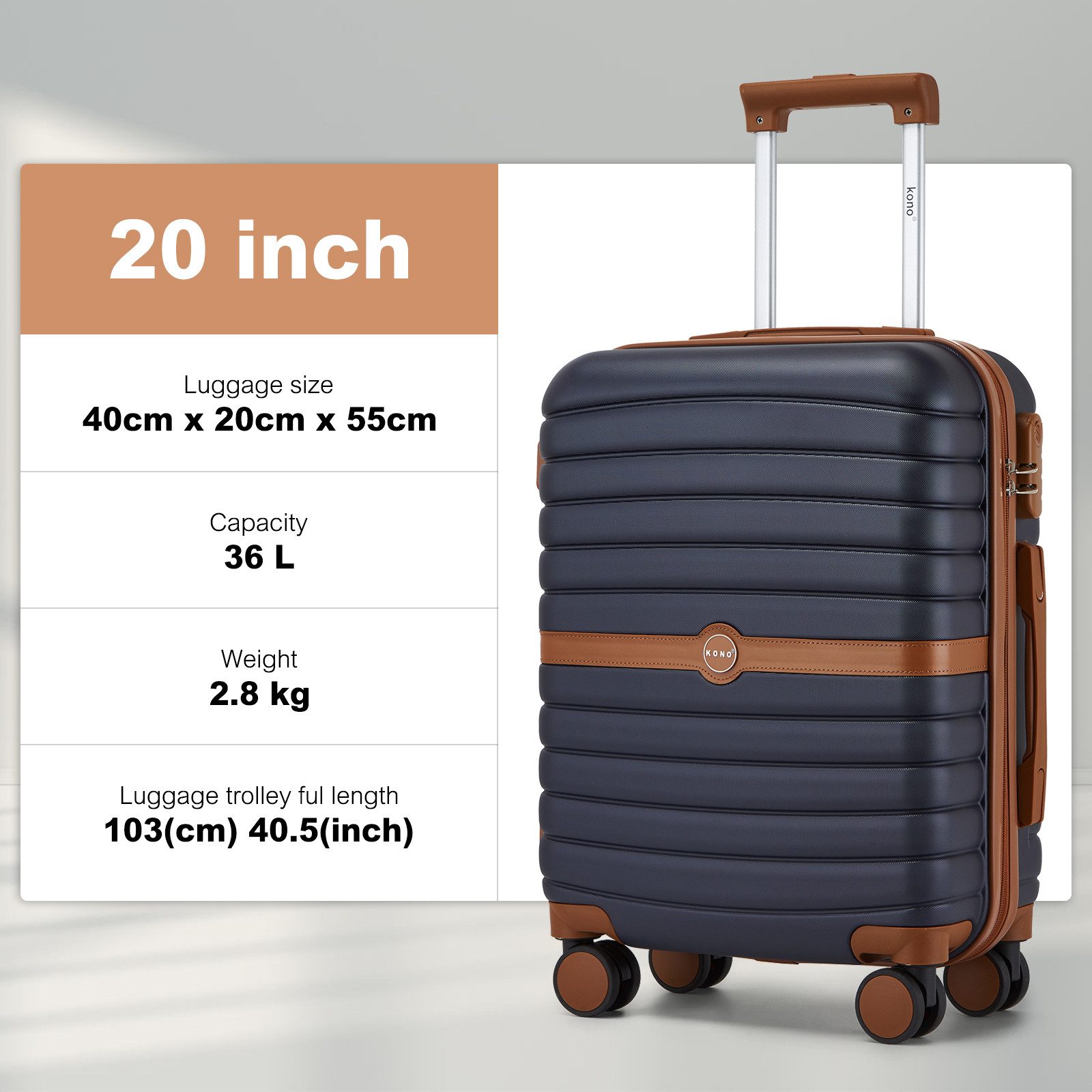 KONO Kofferset Hartschalenkoffer (55/66,5/76,5 cm Hoch)+Kabinentasche günstig online kaufen