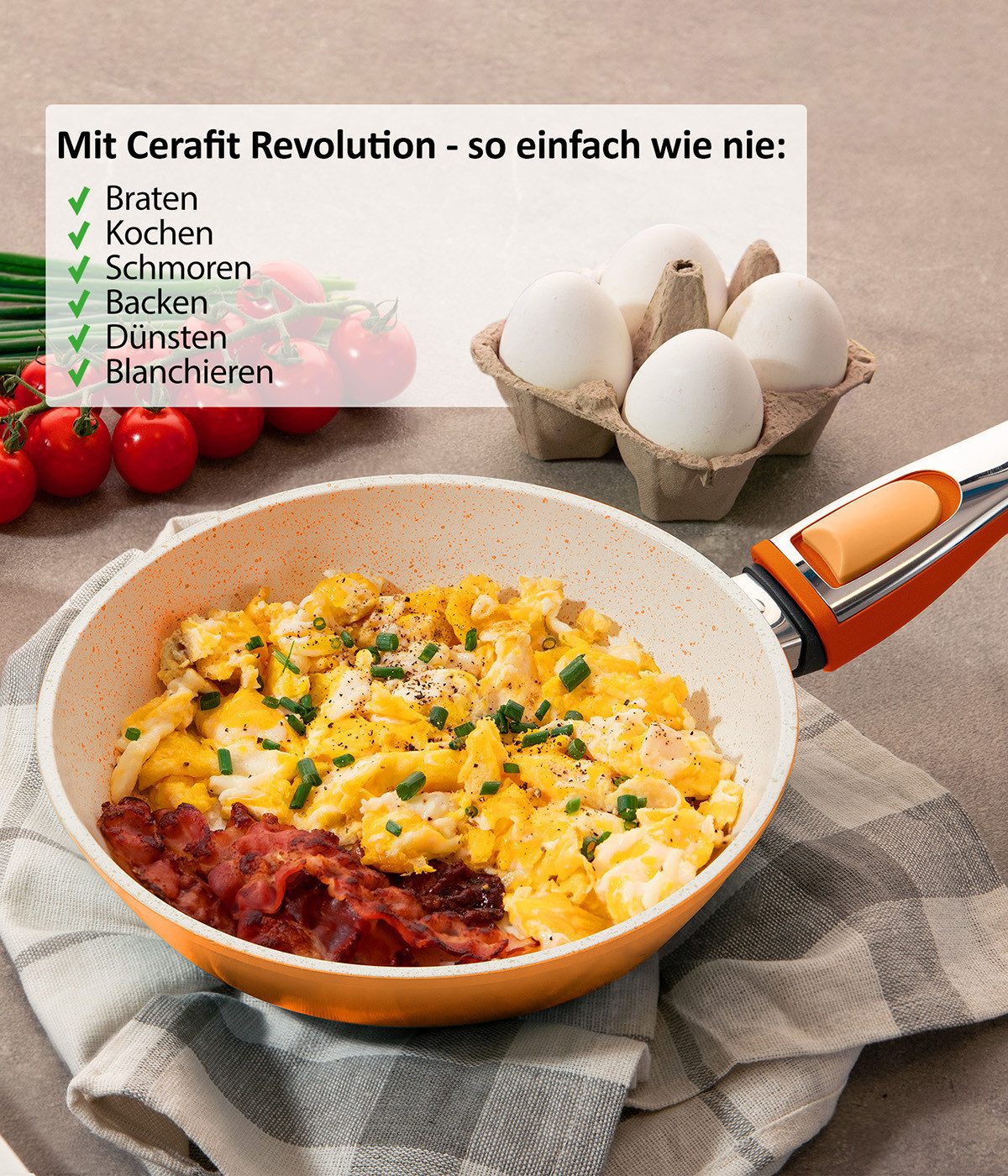 Genius Pfannen-Set Cerafit Revolution Keramik-Pfannenset 7-teilig, 20 cm + 24 cm + 28 cm, (SET 7tlg)