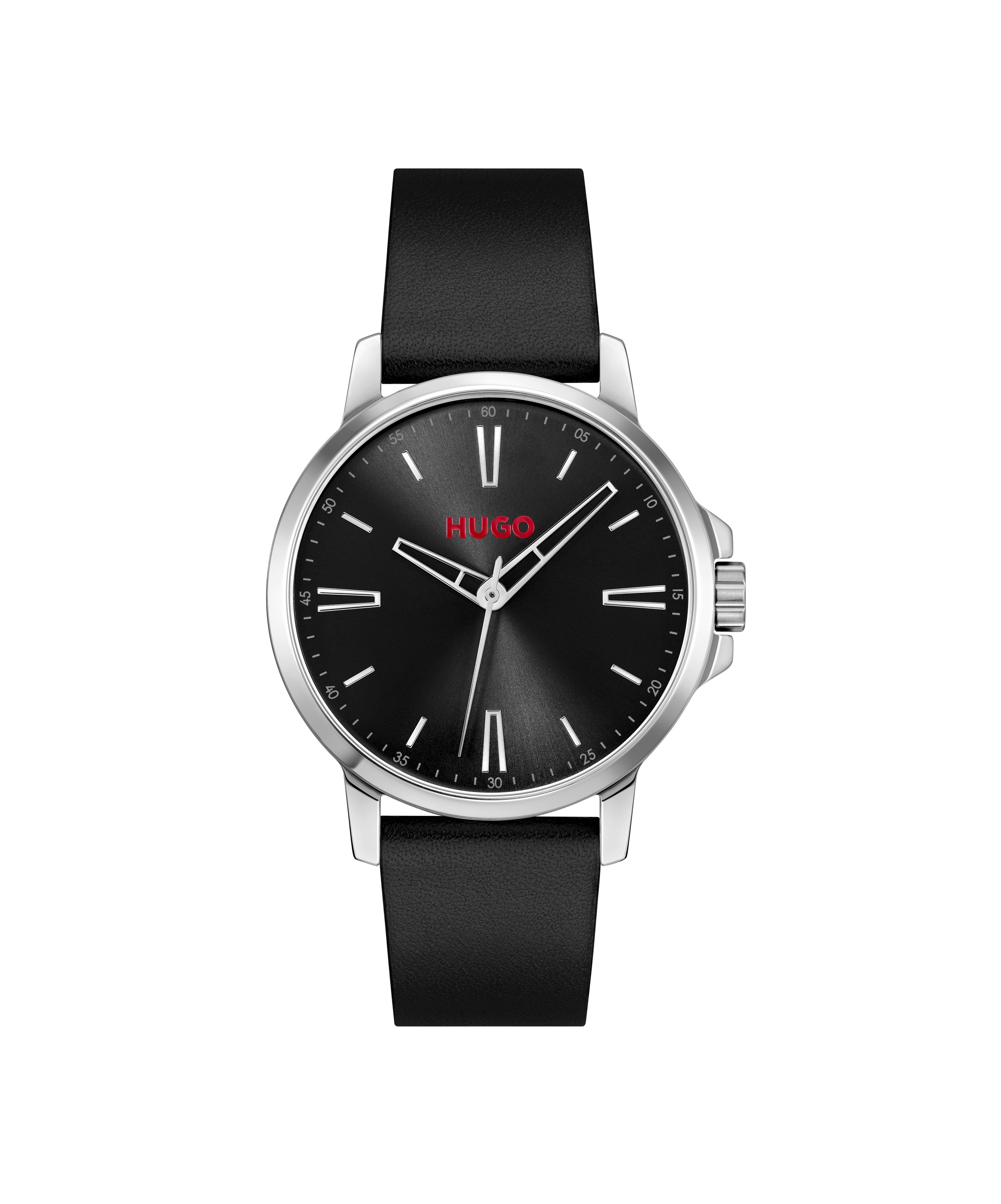 HUGO Quarzuhr #SMOOTH 1530417, Armbanduhr, Herrenuhr, Lederarmband, analog günstig online kaufen