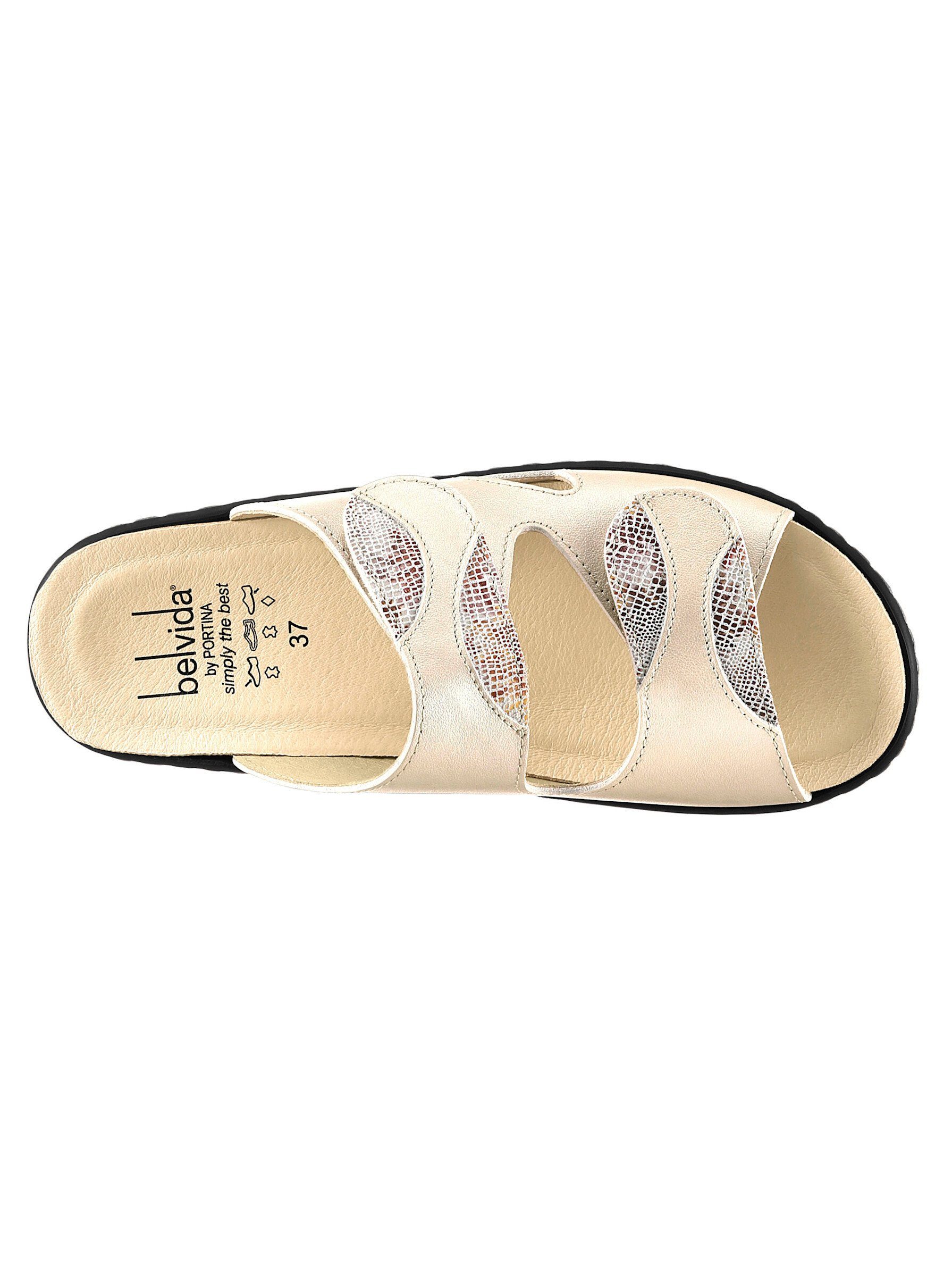 Belvida Pantolette beige-bedruckt