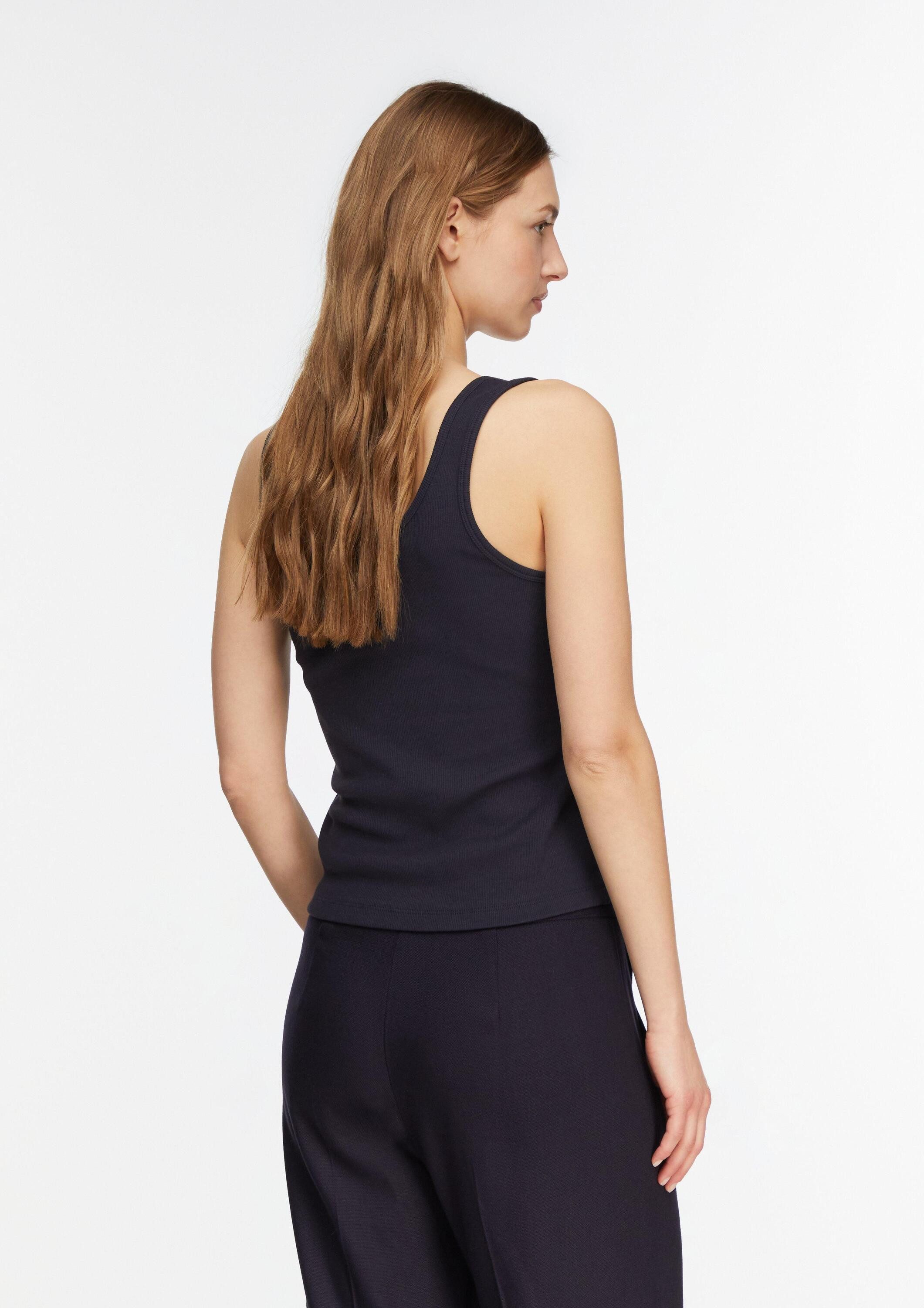 comma Muskelshirt T-Shirt Feines Ripp-Tanktop mit rundem Halsausschnitt