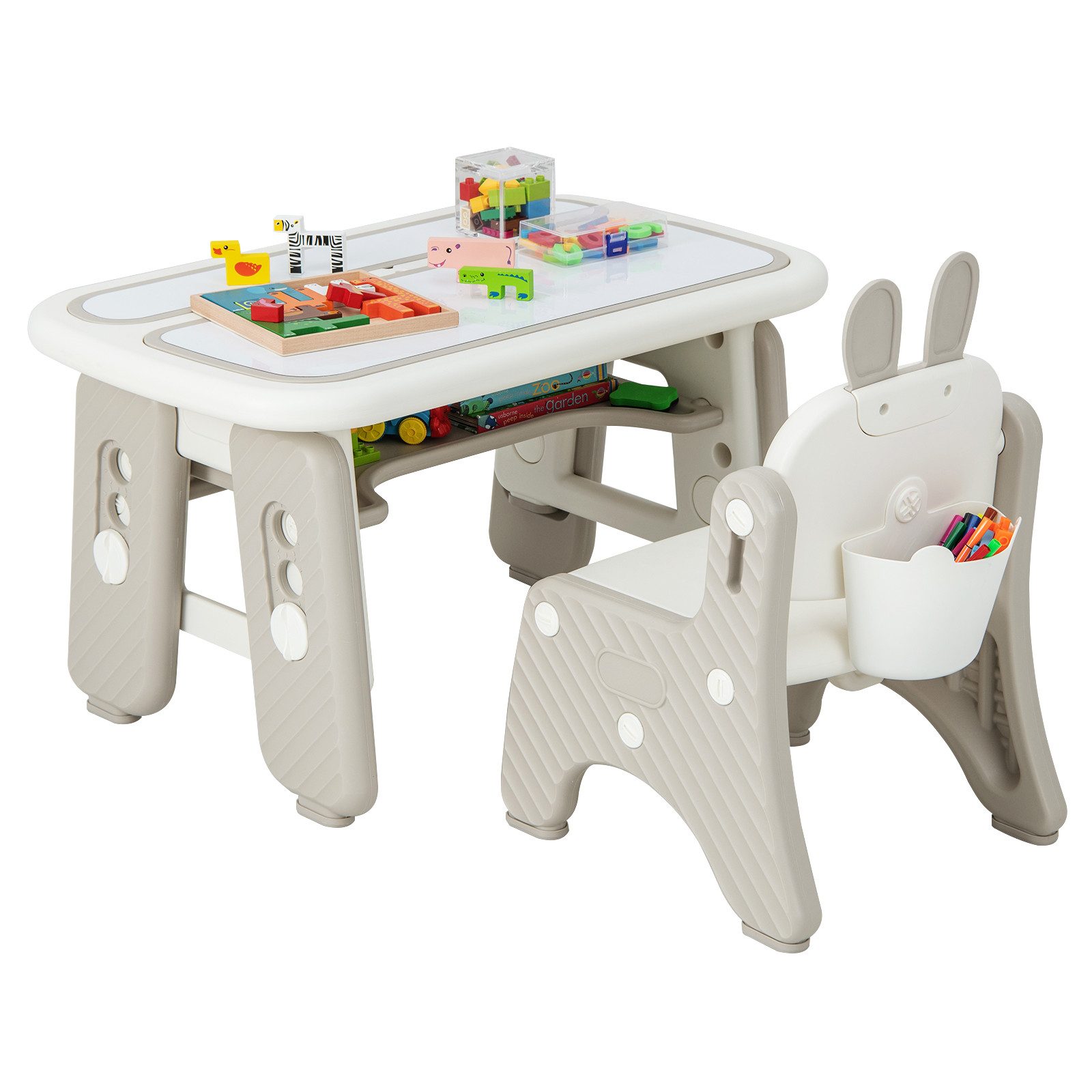 COSTWAY Kindersitzgruppe Spieltisch mit Stuhl, höhenverstellbar günstig online kaufen