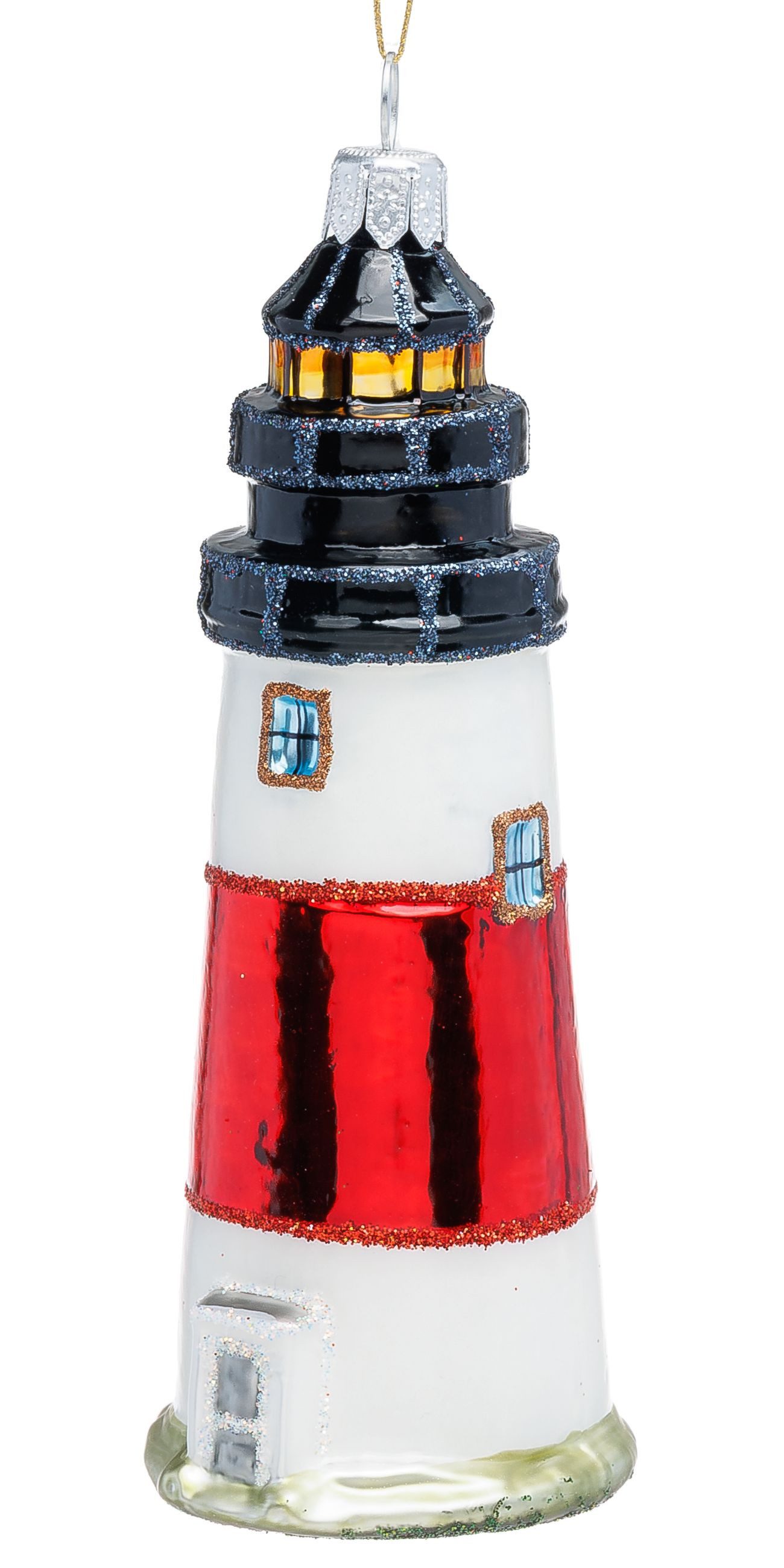SIKORA Weihnachtsbaumkugel Leuchtturm Besondere Weihnachtskugel Glas Figur Anhänger - BS786, Christbaumschmuck - Traditionell, authentisch & außergewöhnlich