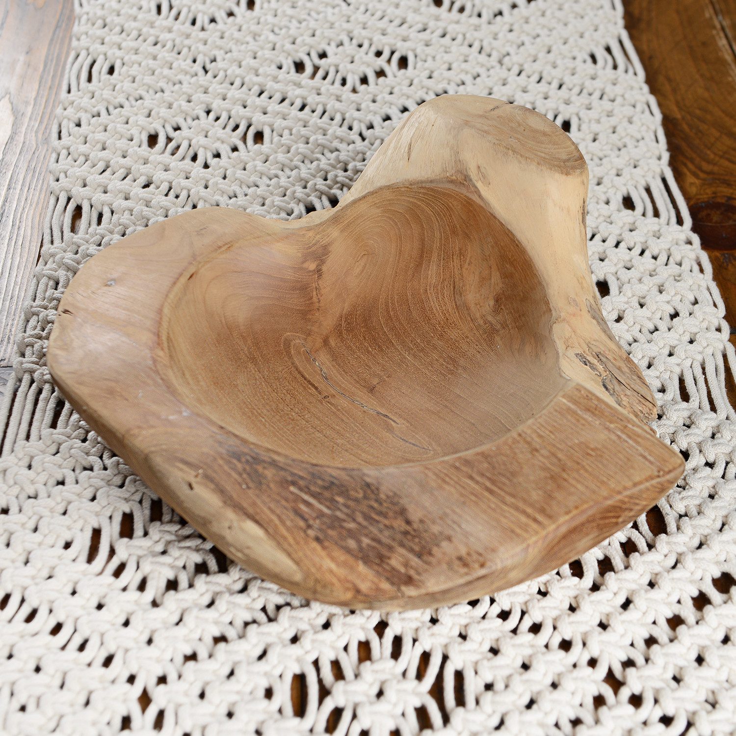 wohnfreuden Dekoschüssel Holzschale Deko Teak 35 cm geschliffen, 1043