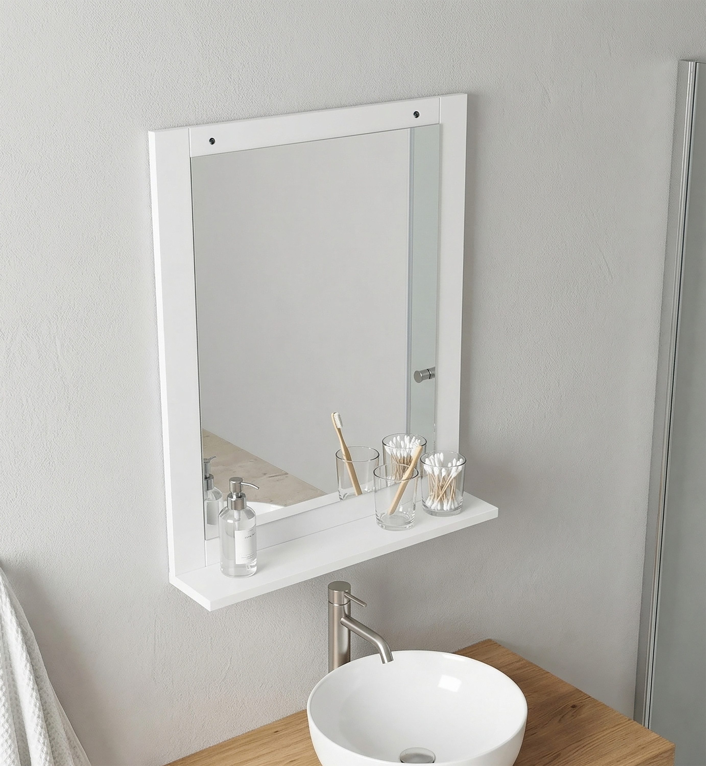 VCM Badspiegel Badezimmer Nilari H. 70 x B. 50 x T. 12 cm, Wandspiegel