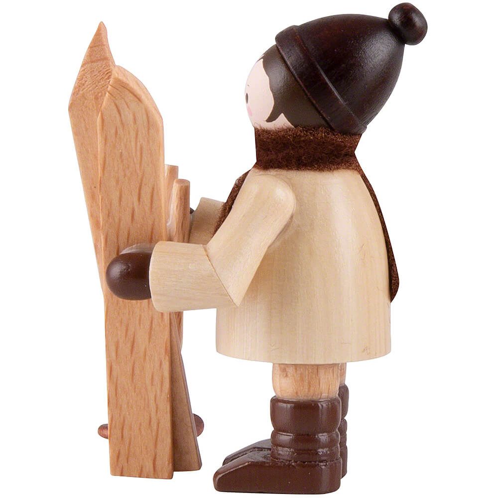 Volkskunstwerkstatt Romy Thiel Dekofigur Thiel-Figur Skiträger senkrecht - natur (5,5cm) von Romy Thiel